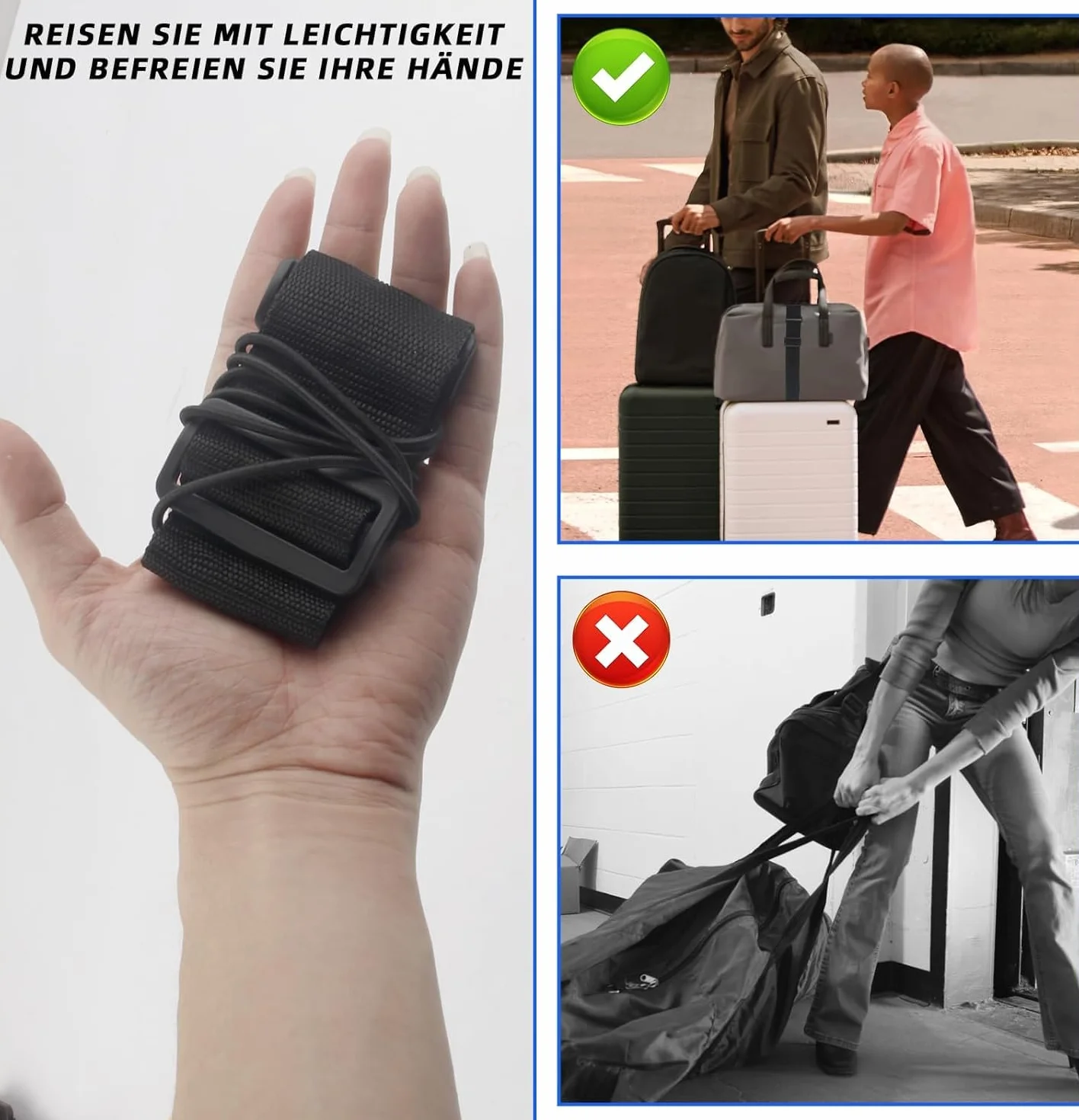 Sangles Fixation Élastiques pour Bagages Réglables Valises Voyage 2 Pièces