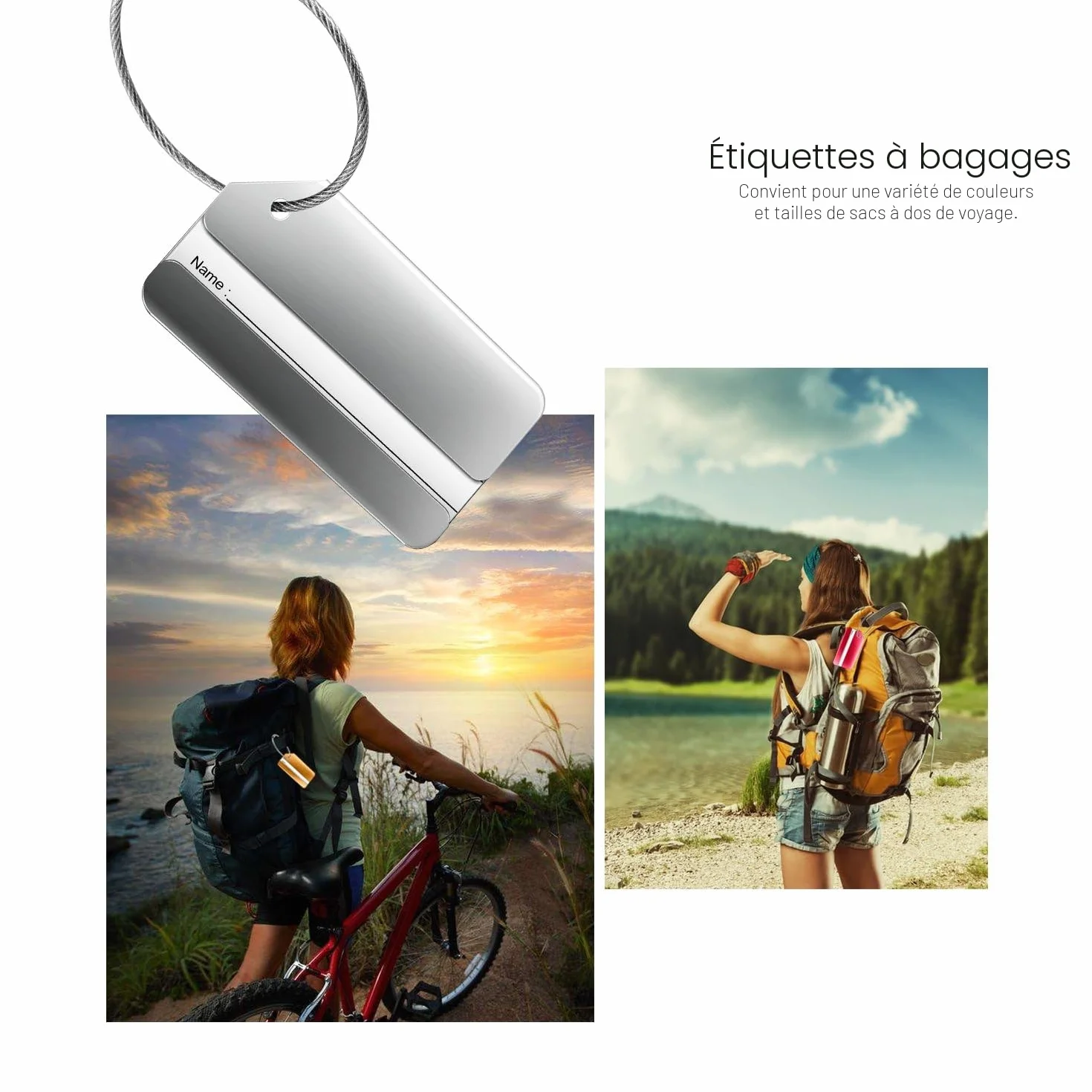 Ivencase Étiquettes Bagages Alliage d'aluminium avec Cordes Acier Inoxydable Valise 6pcs