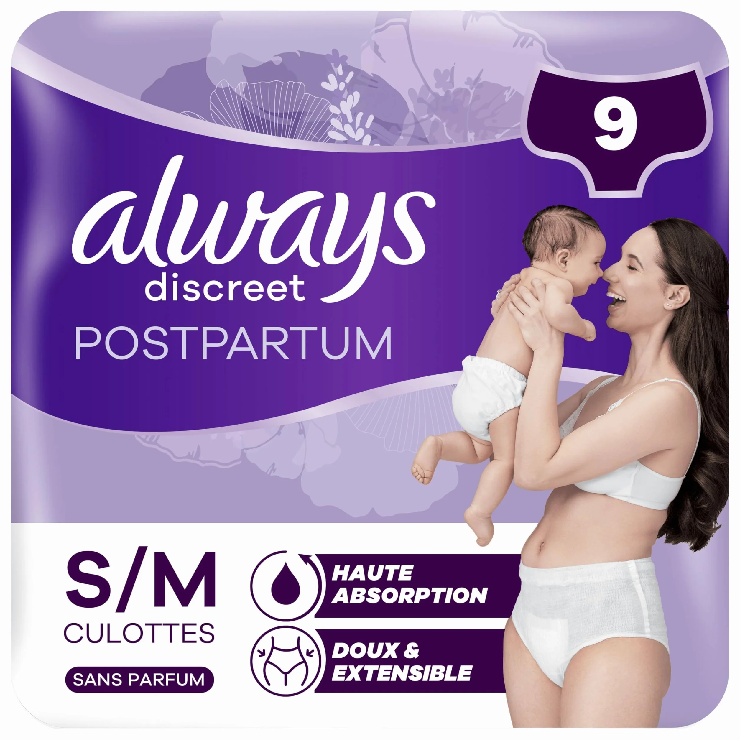 Always Discreet Culottes Postpartum Jetables Très Absorbante Taille M 9 Pièces