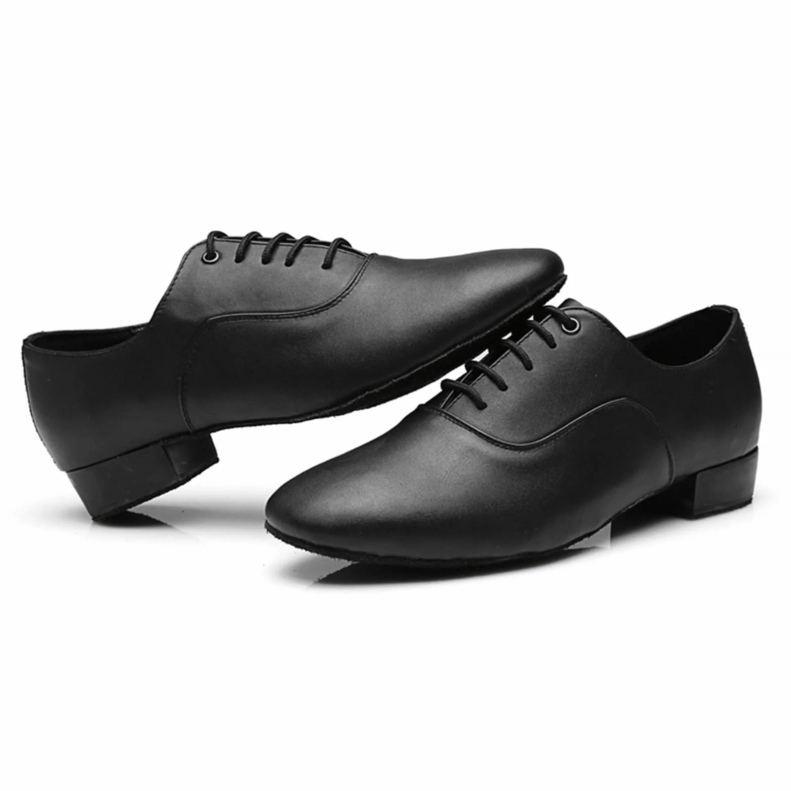 Chaussures Danse Hommes Cuir Oxford Latines Fond Souple Lacets Talon Bas
