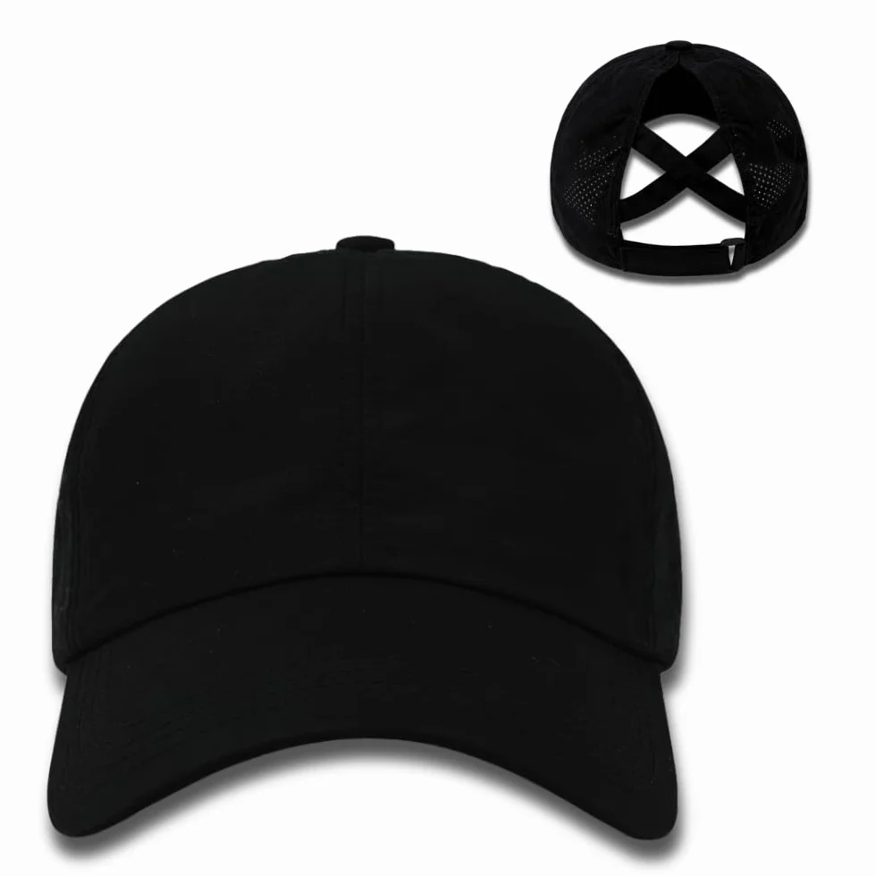 Casquette de Course Femme Noire Maille Séchage Rapide Réglable Sport Légère