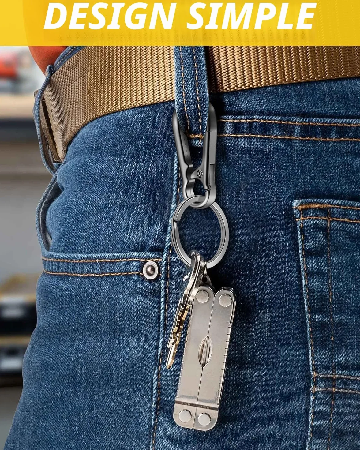 Mousqueton Porte Clé Métal 3 Pièces Porte-Clés Homme Sac à Dos Clés Voiture