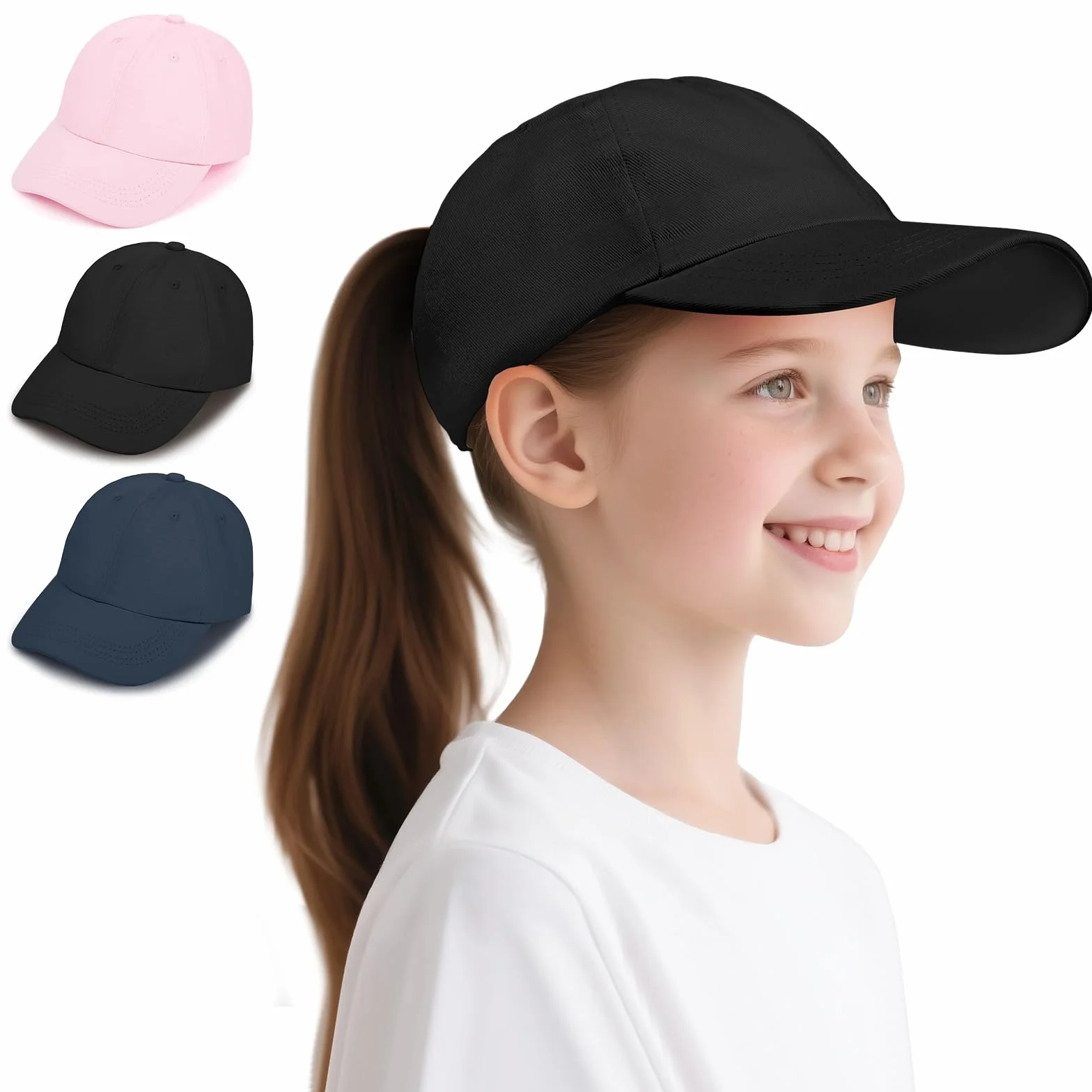 Casquette de Baseball Enfant Garçons Filles, Chapeau de Soleil Réglable en Coton Anti-UV