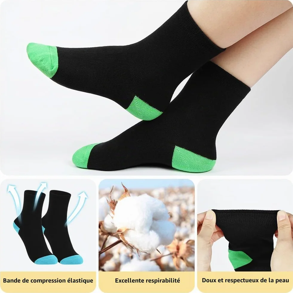 Chaussettes de sport pour Enfants, Coton, Respirantes, Paire de 12, Football Tennis