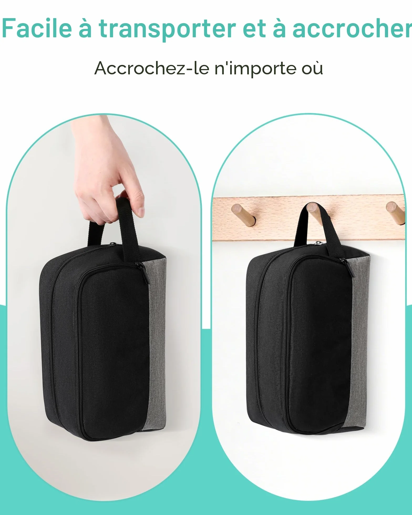 Elviros Trousse de Toilette de Voyage pour Hommes Suspendue Noir