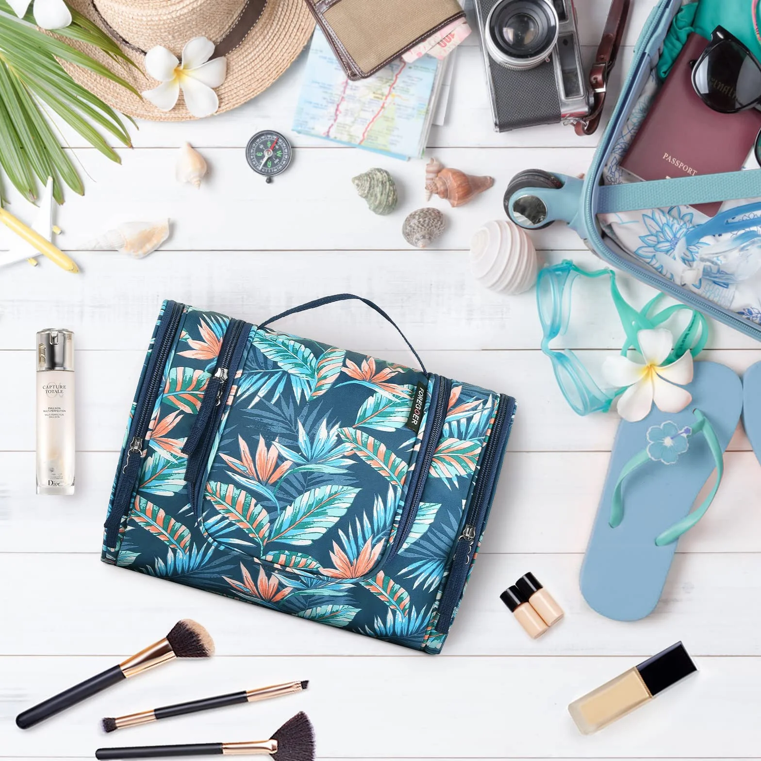 FOREGOER Trousse de Toilette Voyage Grande Sac de Toilette cosmétiques Suspendre Vanité Femme