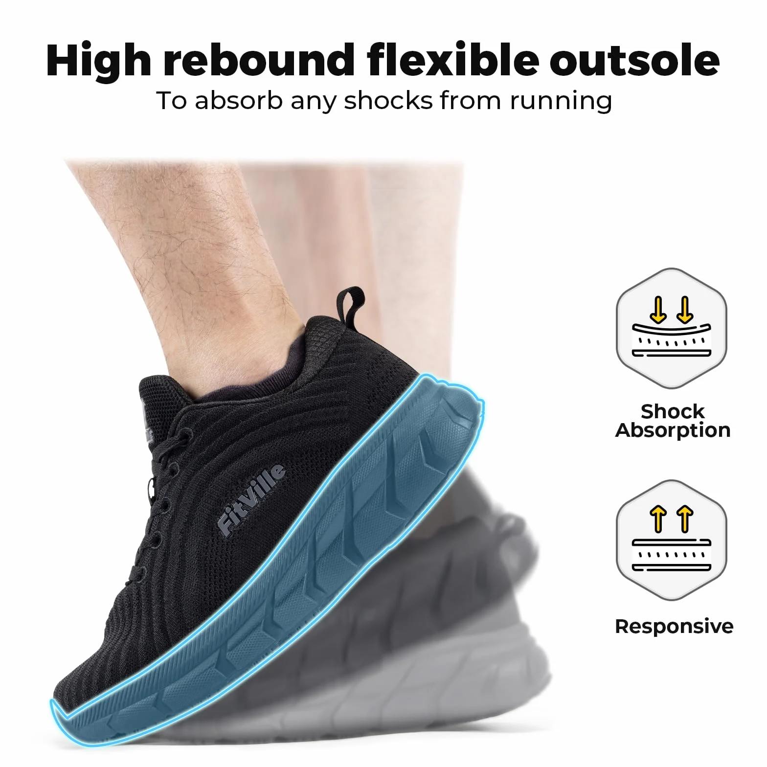 FitVille Chaussures de Running Homme Extra Larges Baskets Légères Jogging Sport Respirantes