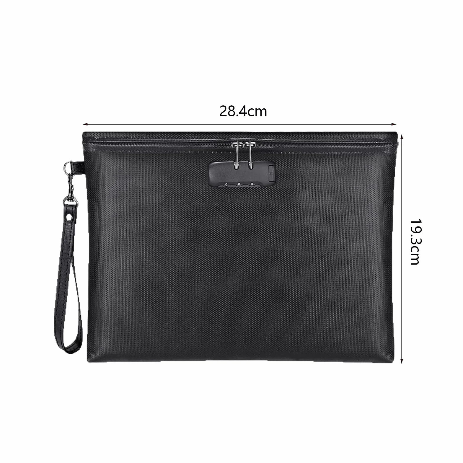 Sacoche Ignifuge Étanche Documents 28x19 cm Noir Serrure Combinaison