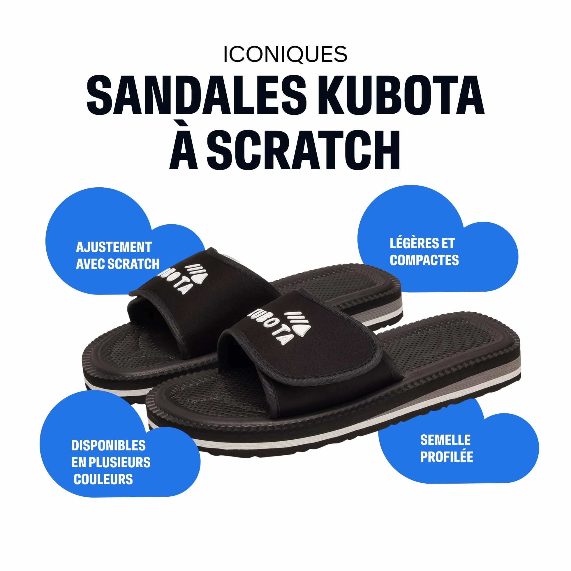 Kubota Claquettes à scratch Femme Homme Sandales été Chaussures piscine plage