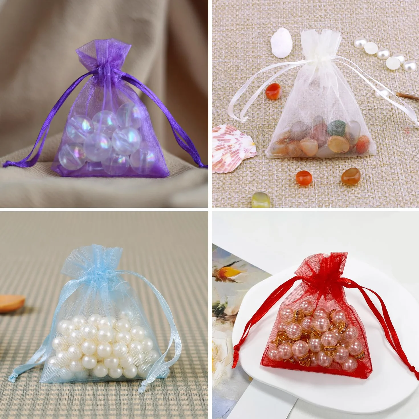 Lot De 60 Sachets En Organza 7 X 9 Cm Pochette Cadeau Mariage Sachets De Lavande Faveur De Mariage Six Couleurs