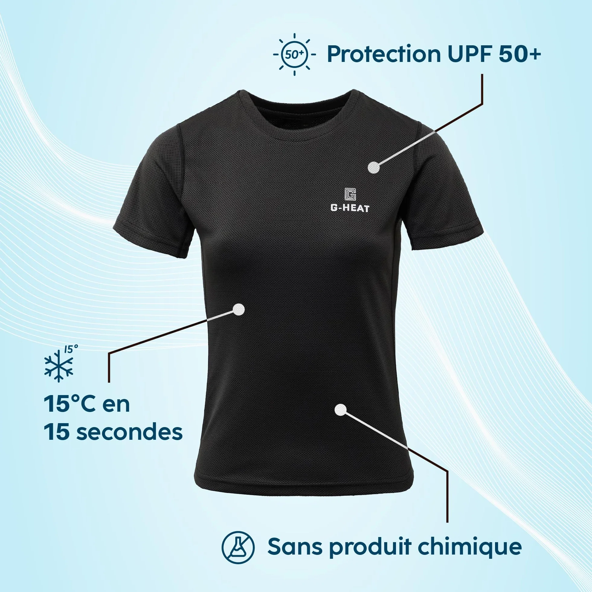 T-Shirt Anti-UV Femme UPF50+ Ultra-Léger Respirant Rafraîchissant Sport
