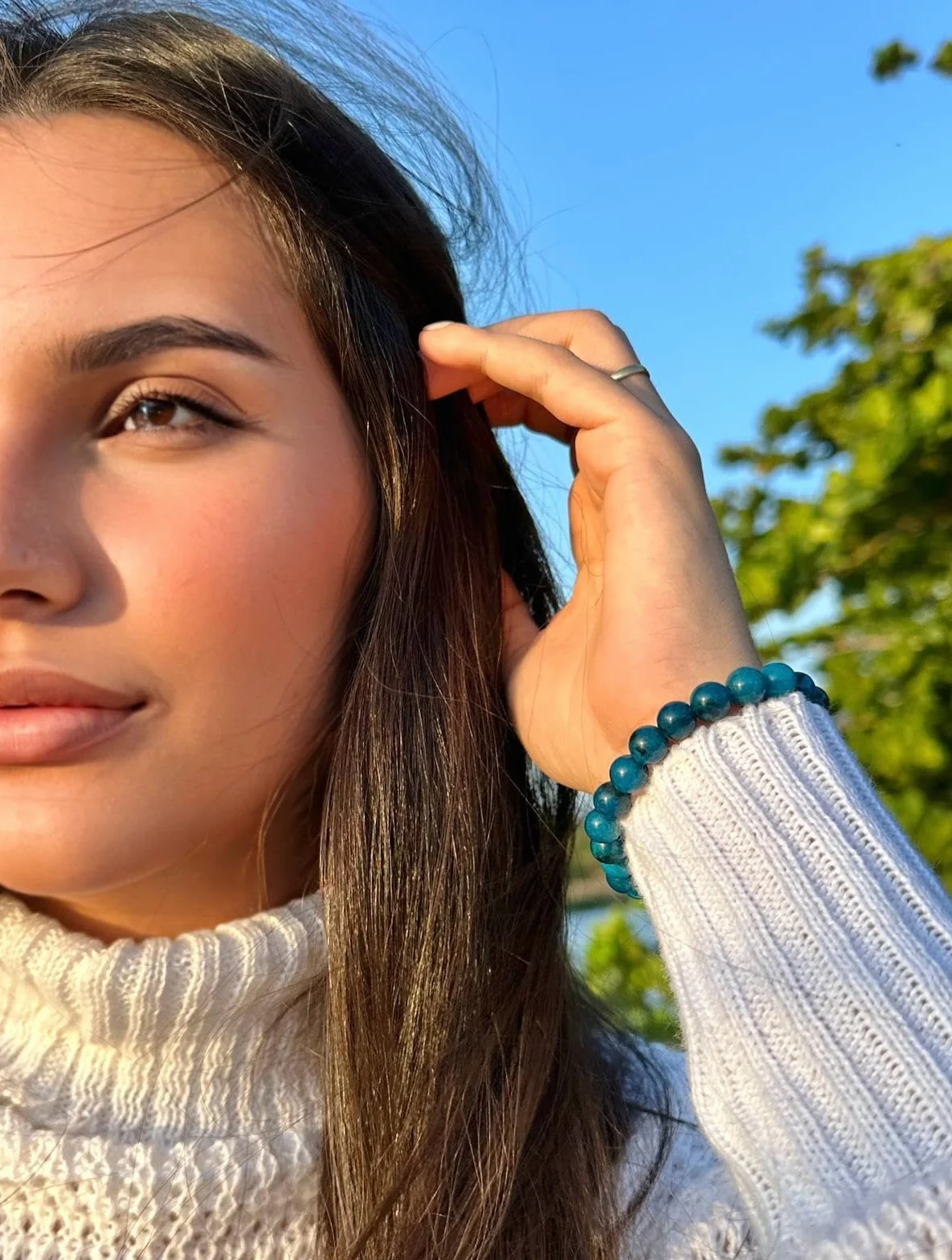 Bracelet en Apatite bleue Pierres Naturelles Perles 8mm Pierres Fines et Précieuses Unisexe Bijoux Minéraux