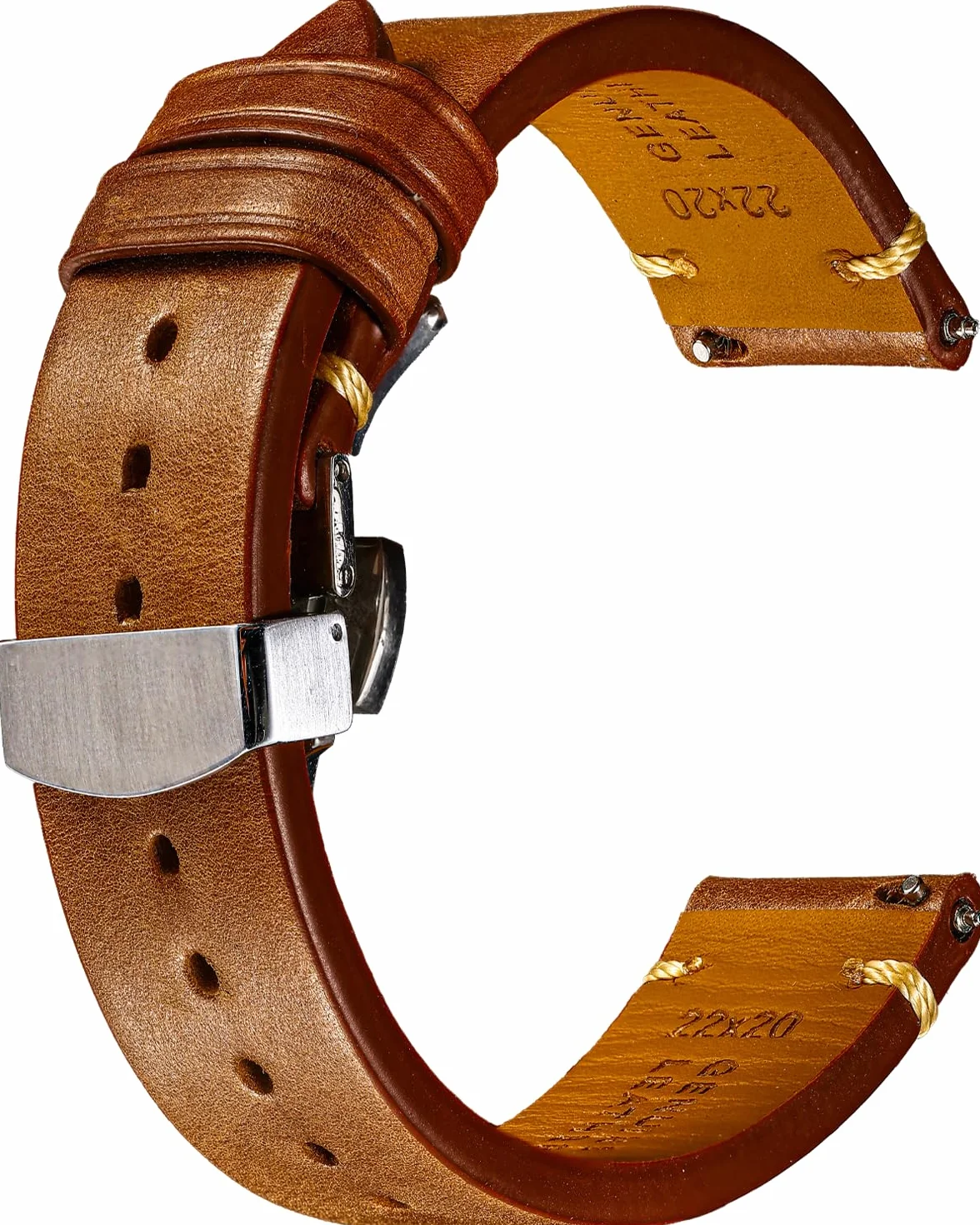 REZERO Bracelet de Montre à Dégagement Rapide, Sangle en Cuir Véritable de Veau Italien pour Homme Femme 18mm 19mm 20mm 21mm 22mm 23mm 24mm