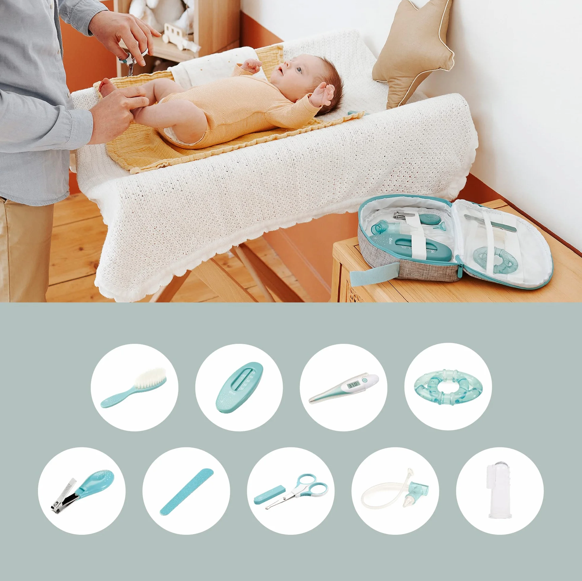 Babymoov Trousse de Soin Bébé Grand Format Kit Complet 9 Accessoires