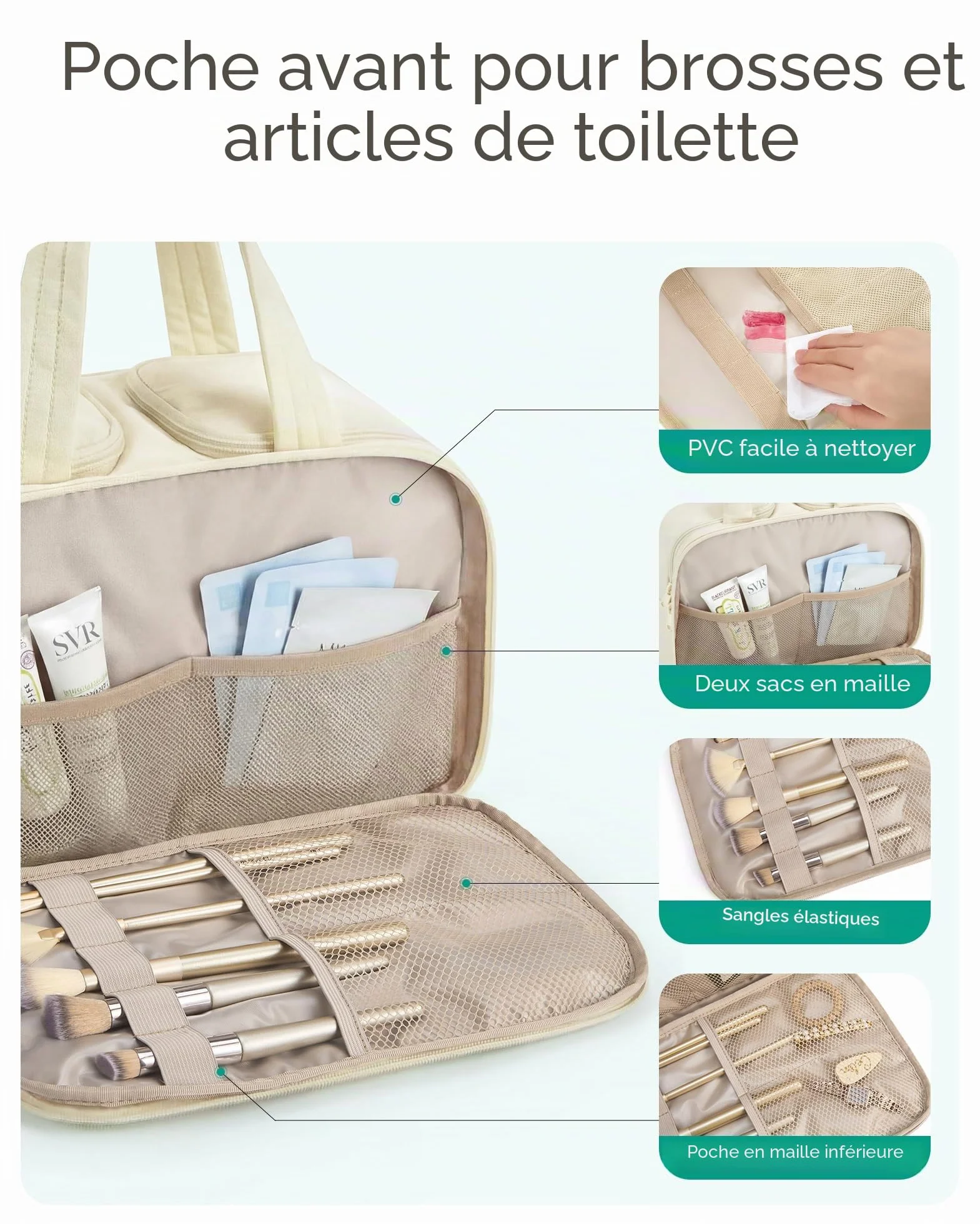 BAGSMART Trousse de Toilette de Voyage Grande pour Femme Noir