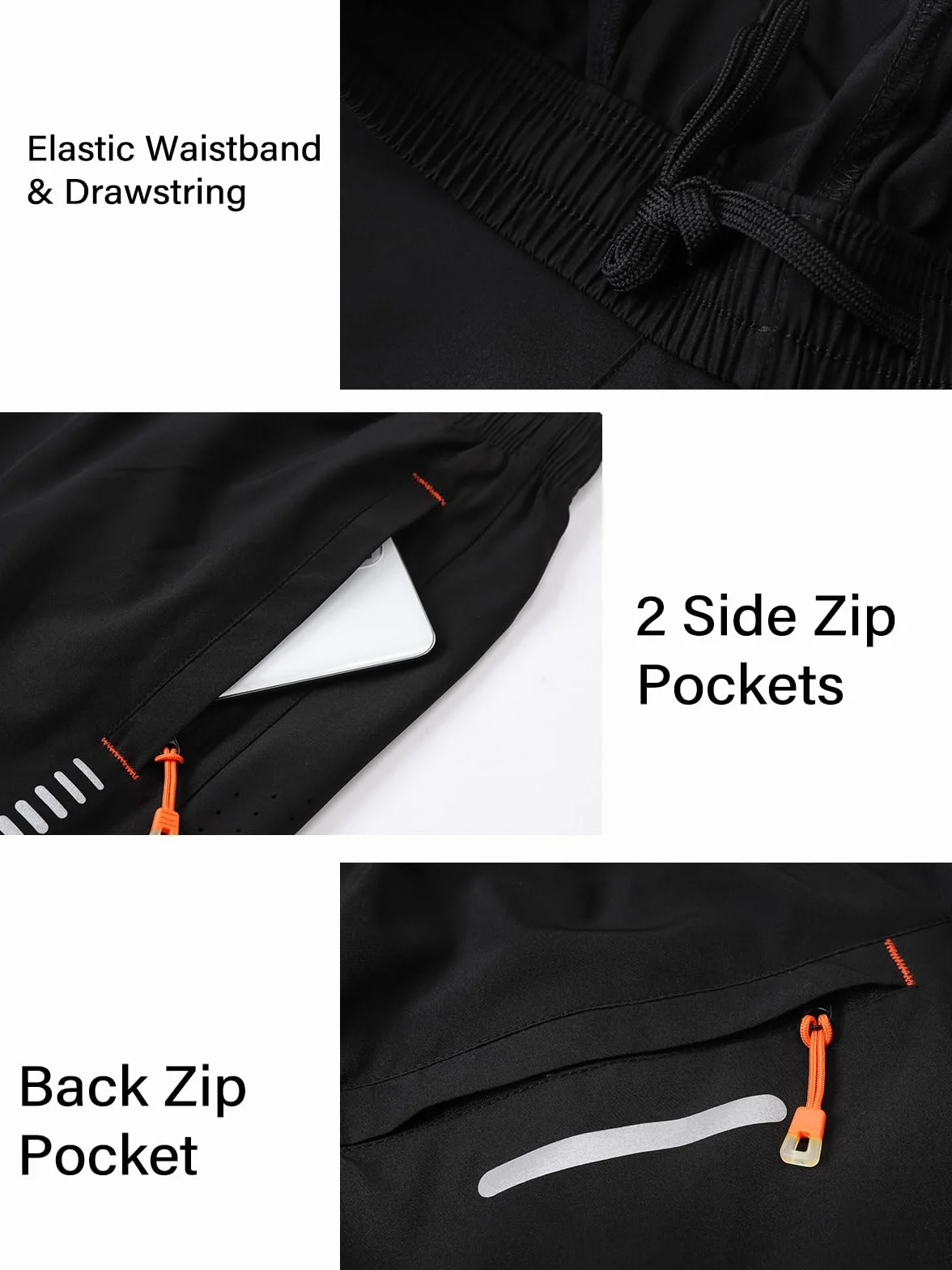 CIMIC Shorts de Sport Hommes Poche Zippée Respirant Séchage Rapide Running Fitness Tennis