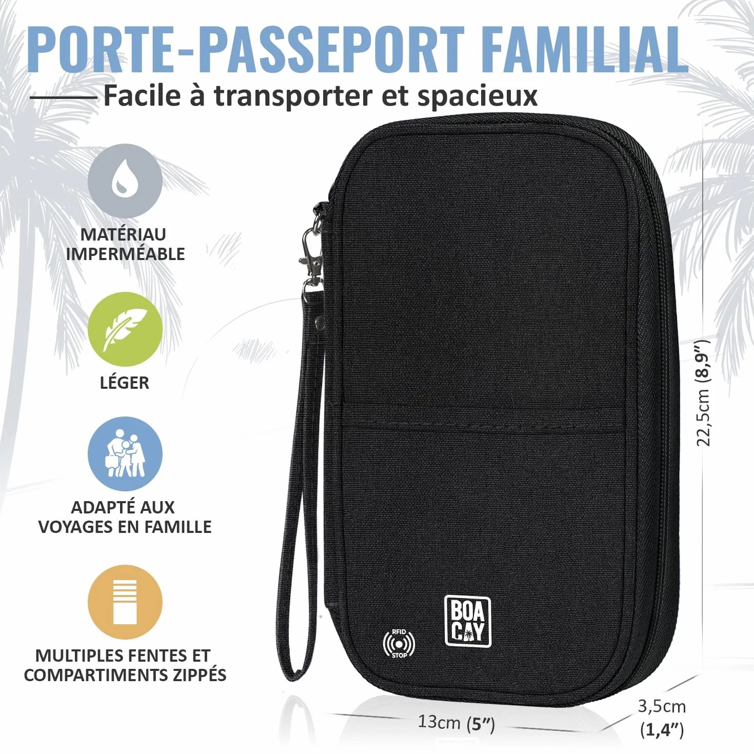BOACAY Pochette Passeport Familial RFID avec Portefeuille Étui Voyage Femme Homme
