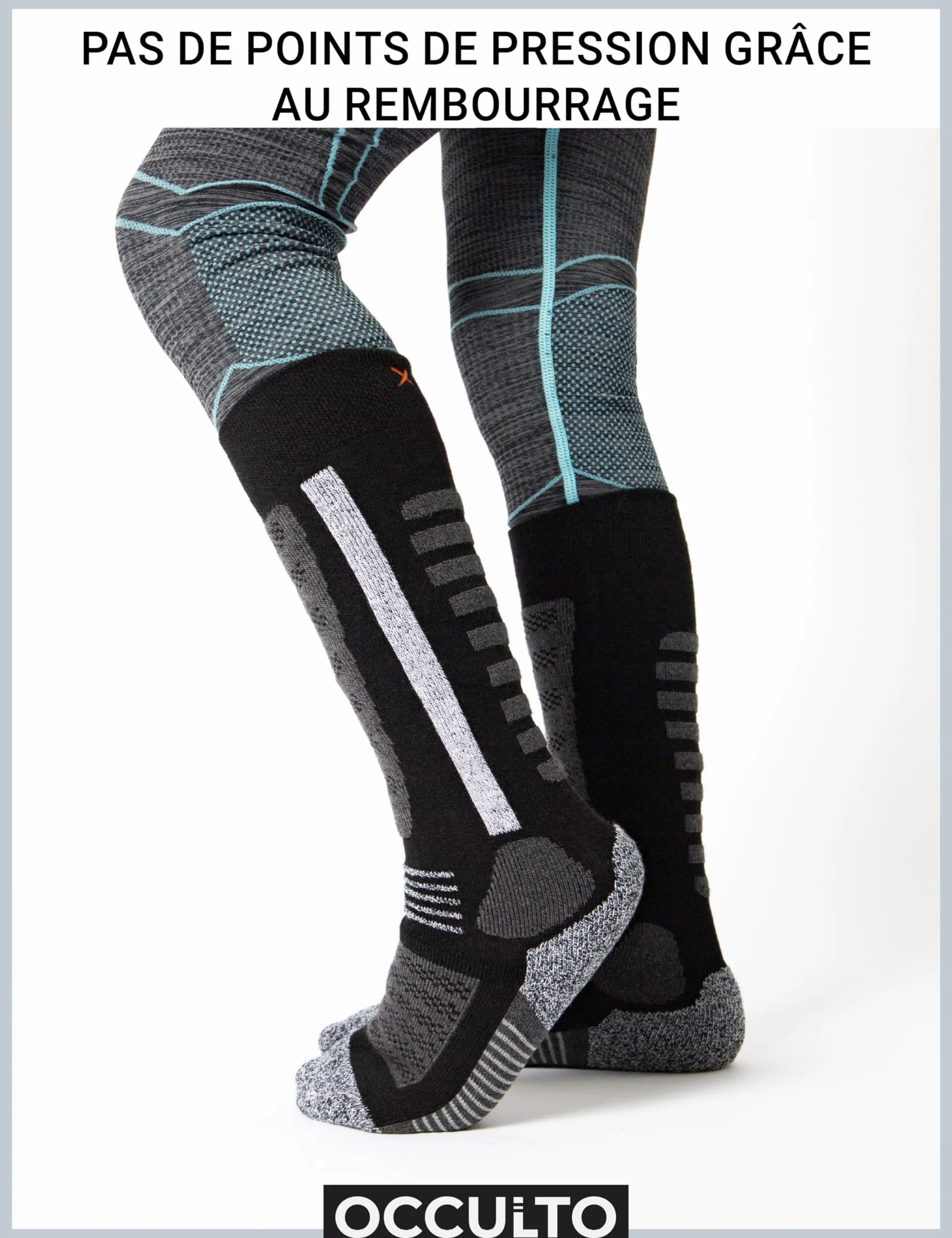 Occulto chaussettes de ski enfants 2 Paires Charlie thermiques hiver rembourré respirant
