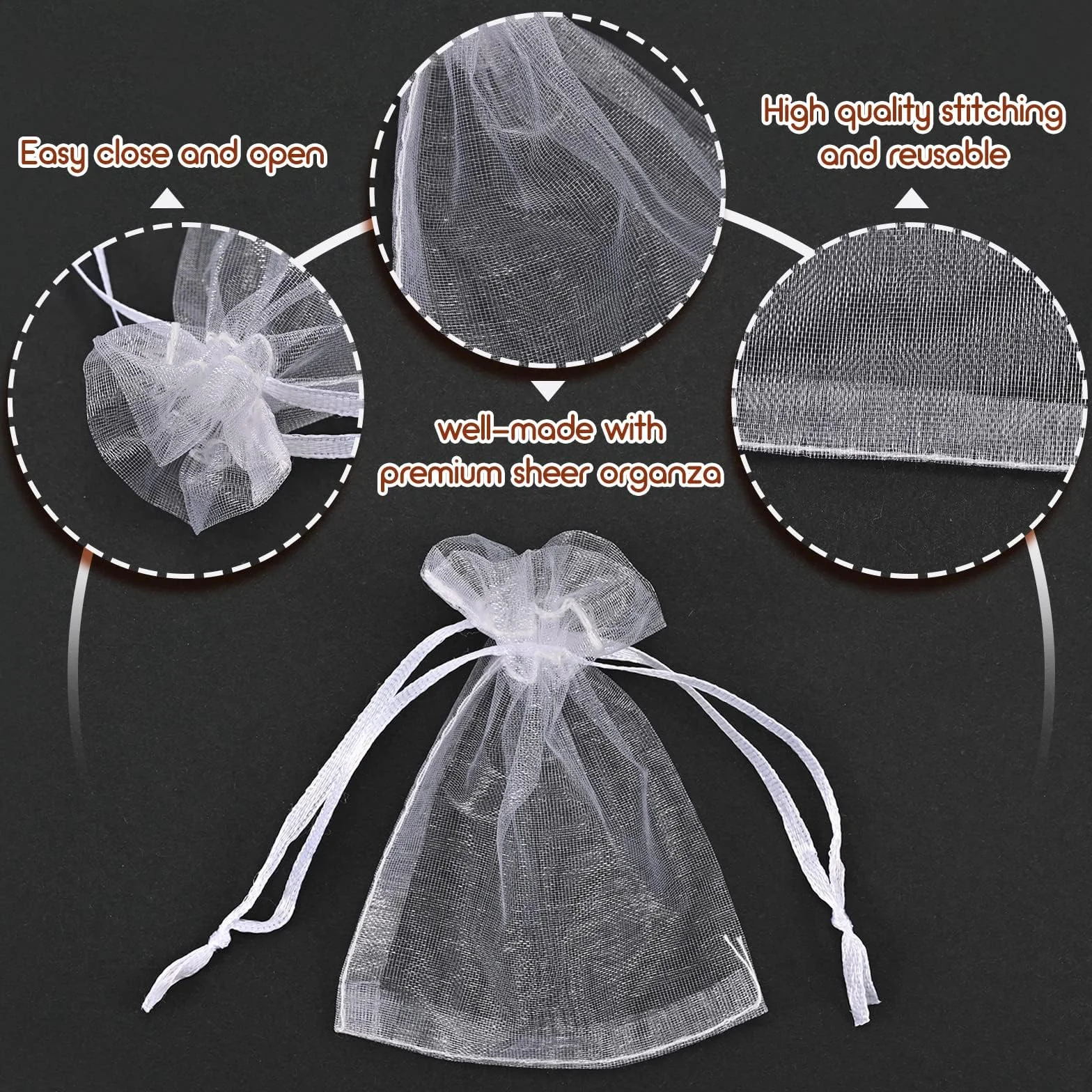 Lot de 80 Sachets Organza Transparents pour Cadeaux de Noël et Anniversaire