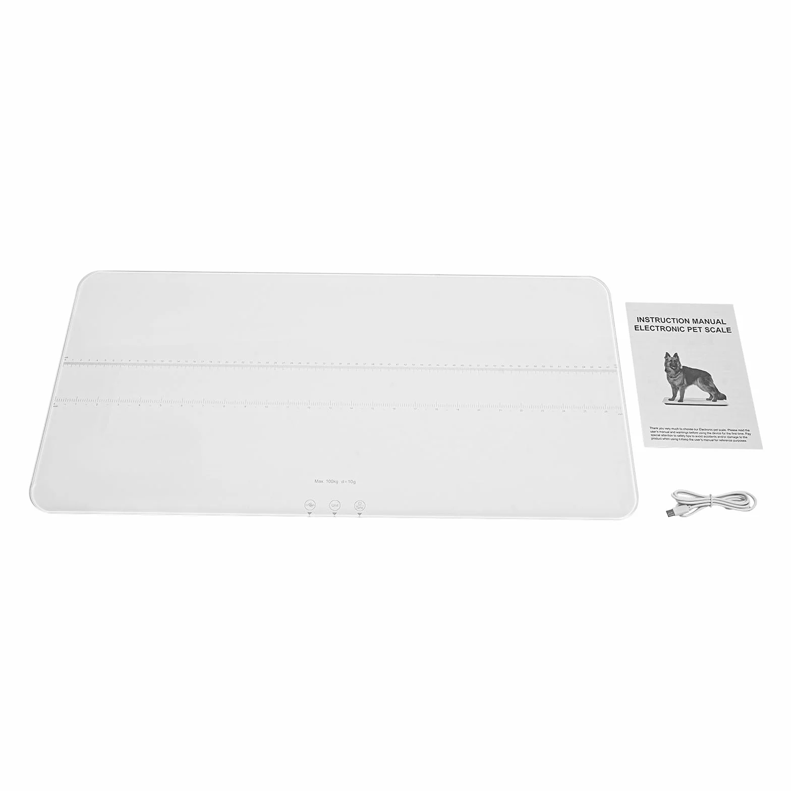 Balance numérique pour animaux de compagnie 100 kg précision 0,022 lbs angle réglable 180° rechargeable blanc
