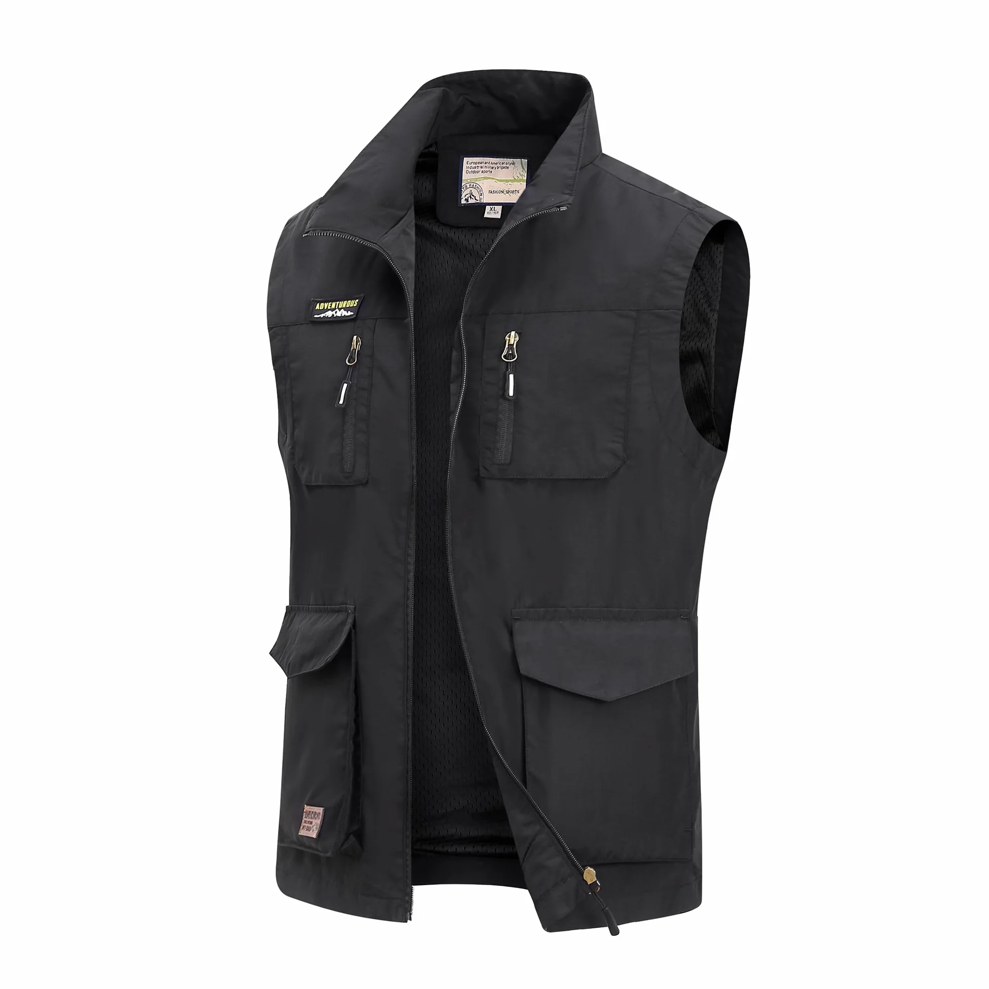 Gilet de Pêche Multi-Poches Léger Respirant Séchage Rapide pour Homme Veste Camping Randonnée Plein Air