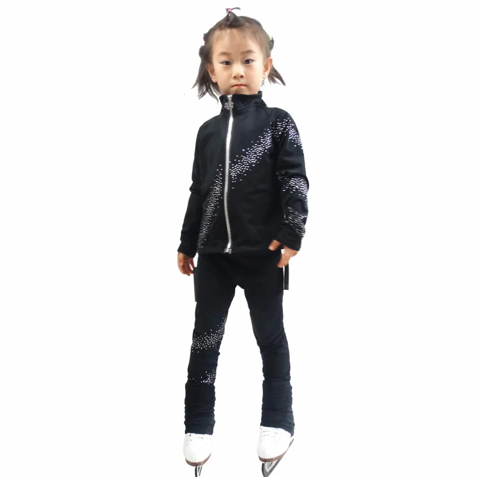 LIUHUO Veste de patinage artistique pour filles Noir entraînement spectacle