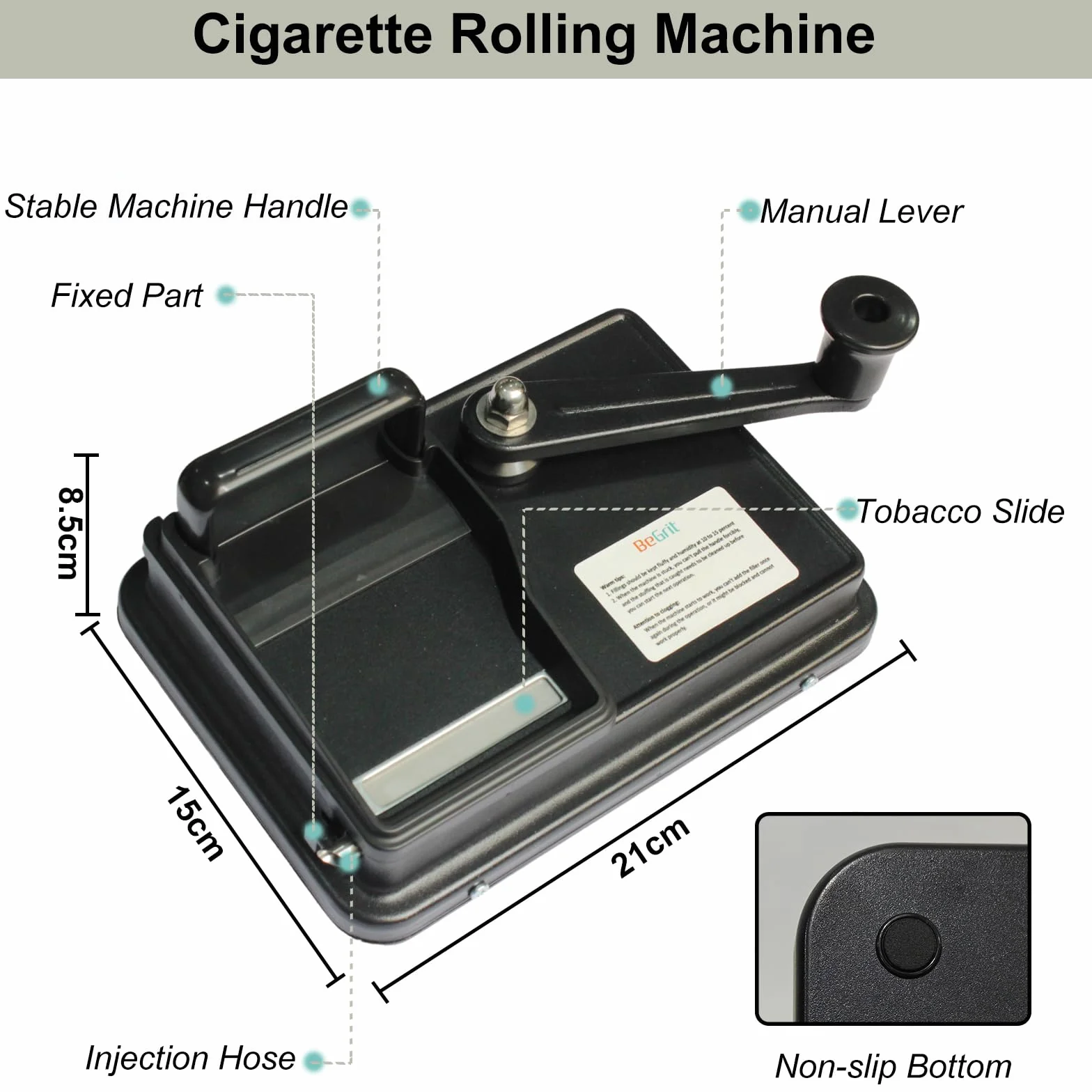 BeGrit Machine à Tuber φ 8mm avec étui à Cigarette, Tubeuse Cigarette
