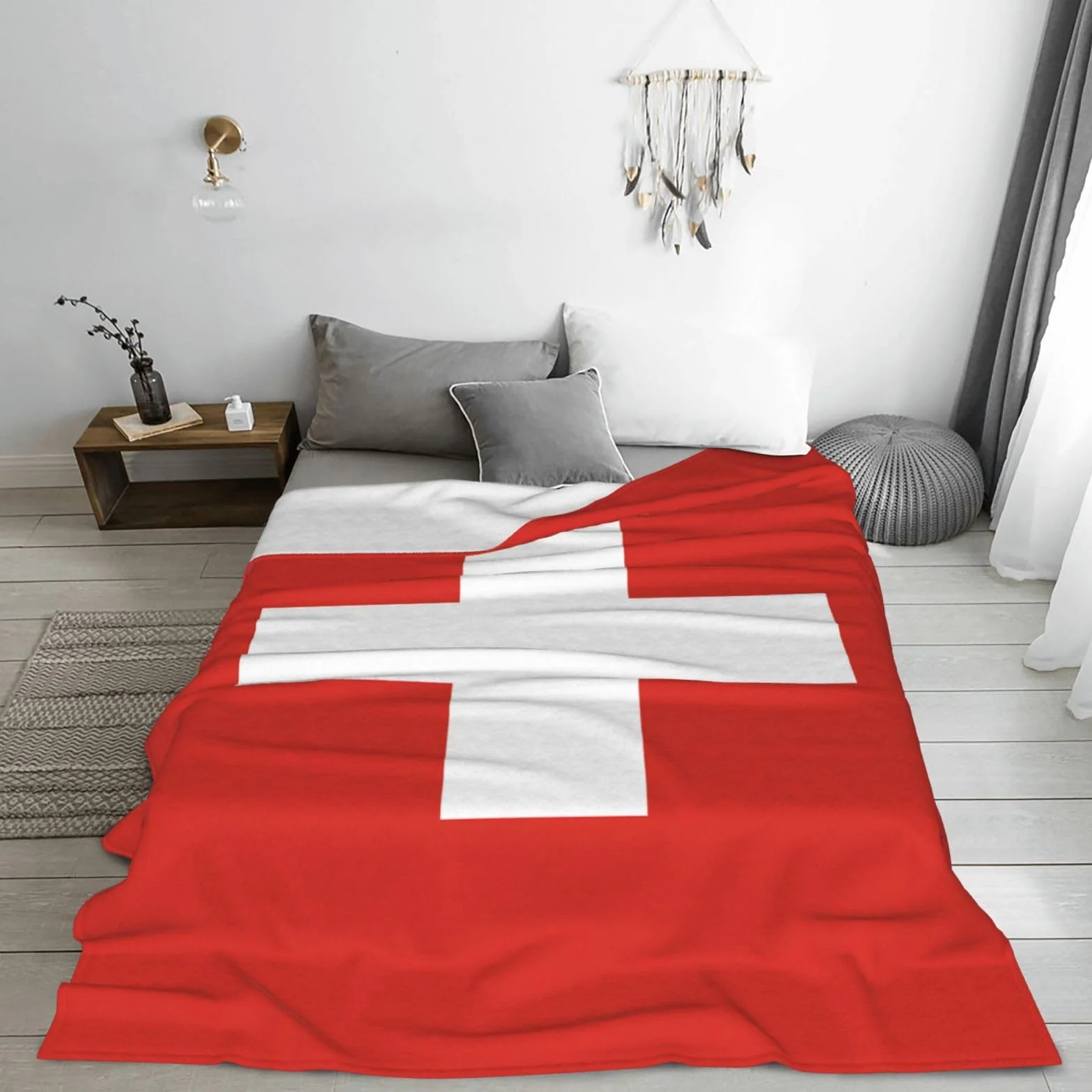 Couverture polaire douce drapeau suisse 152,4 x 127 cm multi-usages lit canapé camping