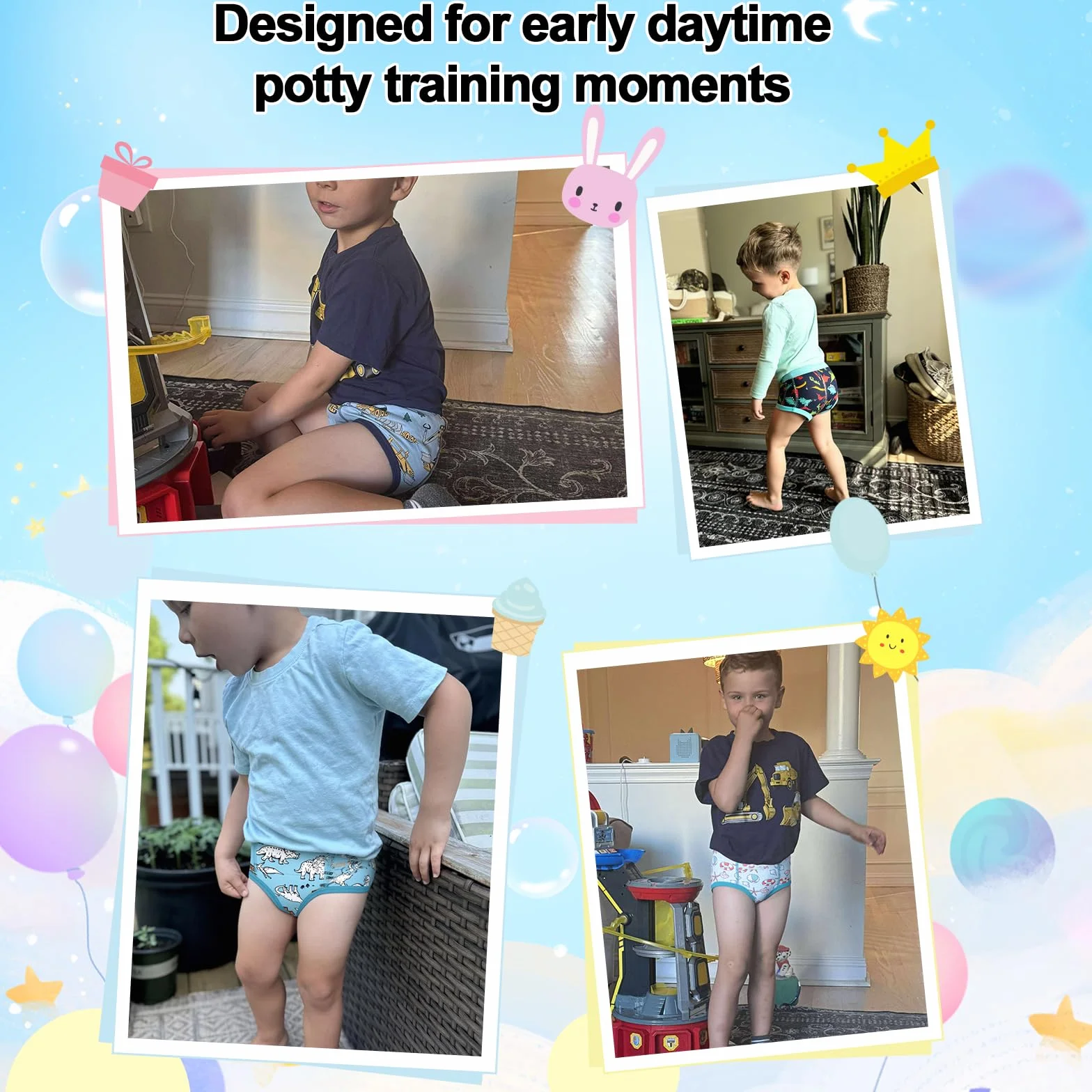 MOEMOE BABY Culotte Apprentissage Propreté Garcon Lavable 10 Paquets Bleu 2 Ans