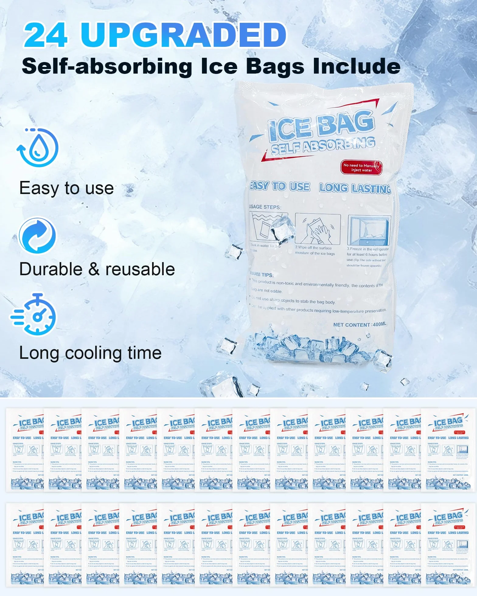 FERNIDA Gilet Rafraîchissant 24 Sacs de Glace Nylon Vêtements Frais Cyclisme Pêche Chasse Travail