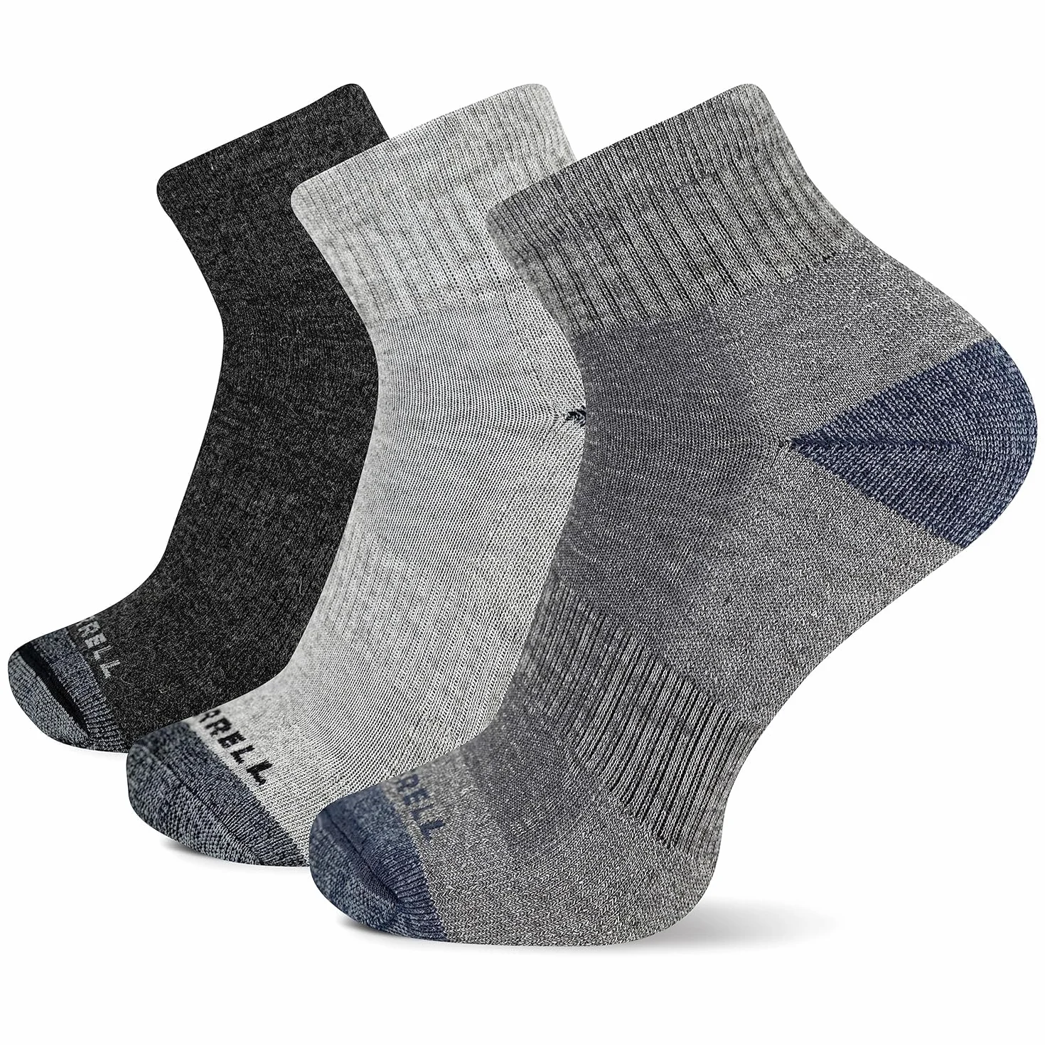 Merrell Men's Women's Wool Everyday Hiking Low Cut Socks 3 Pairs Cushioned Moisture Wicking