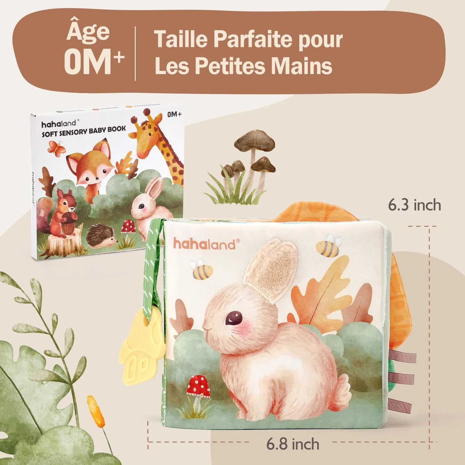 Livres Sensoriels en Tissu Doux pour Bébé 0-6 Mois, Jouet d'Éveil Cadeau Naissance