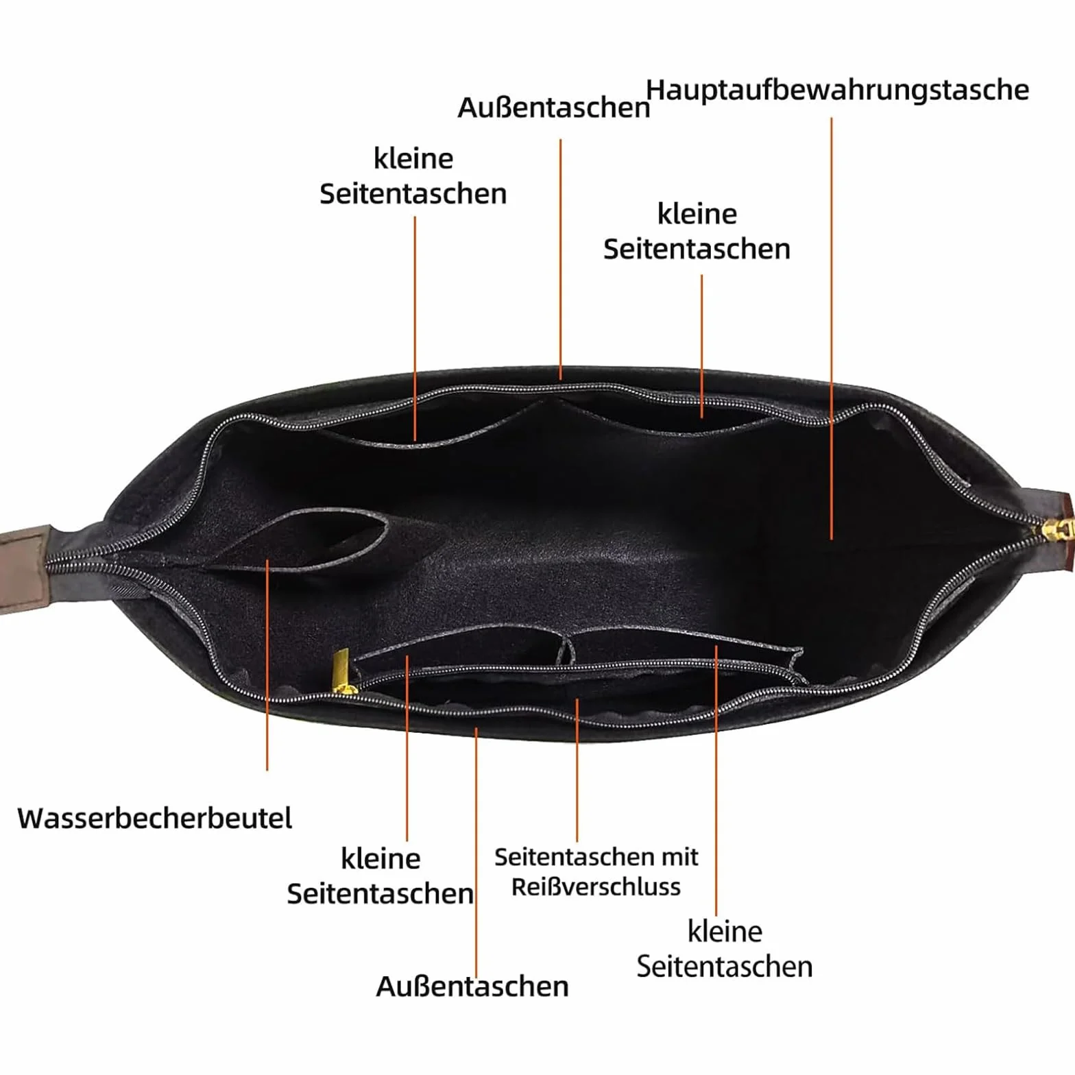 Organiseur de Sac Longchamp Le Pliage L – Insert en Feutre avec Poches