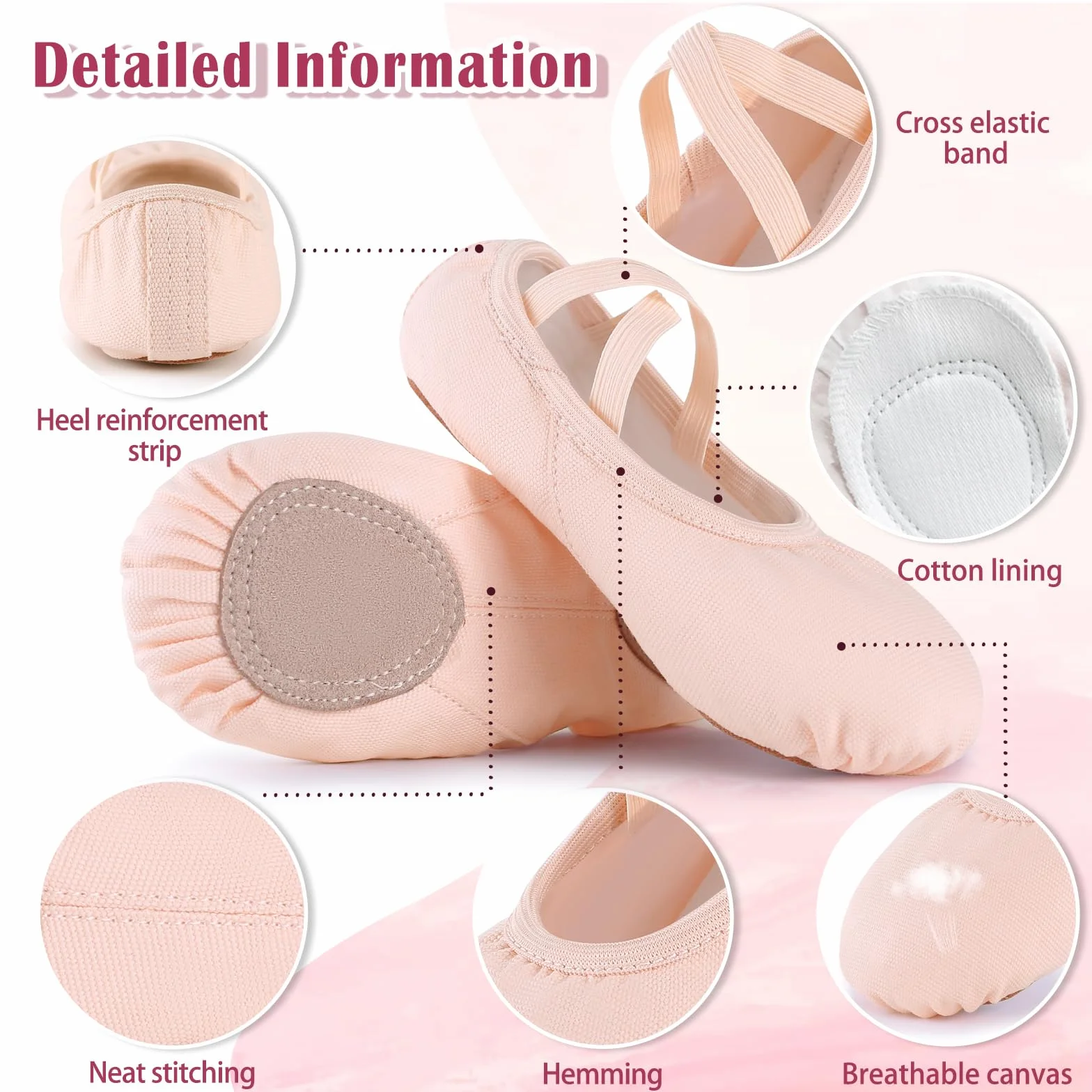 Chaussures de Ballet Fille Toile Demi Pointe Danse Classique Chaussons Femme Doux Ballerines 22-43 EU