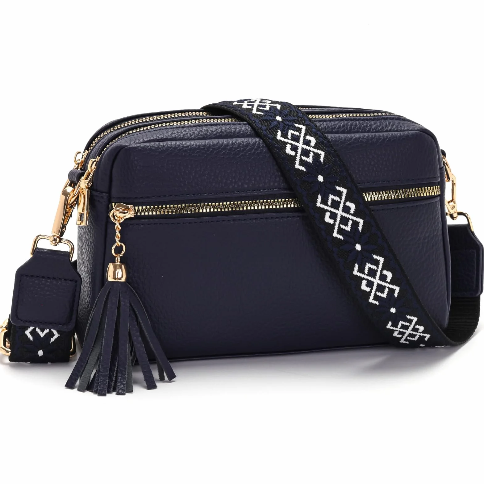 Sac à main femme bandoulière 4 compartiments cuir PU noir LANXINGLUO