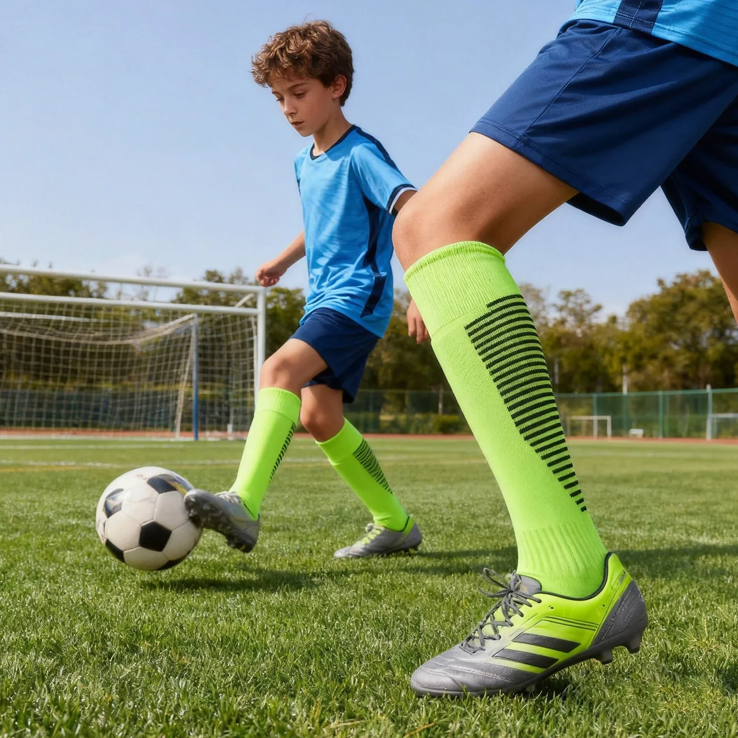 Chaussettes Foot Enfant Antidérapante Hautes Respirantes Football Socks Trekking Cyclisme Tennis