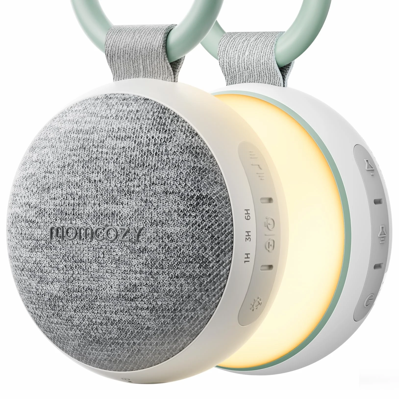 Momcozy Machine à Bruit Blanc Portable pour Bébé avec Veilleuse Intégrée - 20 Sons Apaisants, Batterie Rechargeable