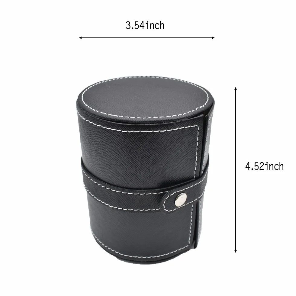 Etui de rangement pour cravate en cuir noir forme cylindre