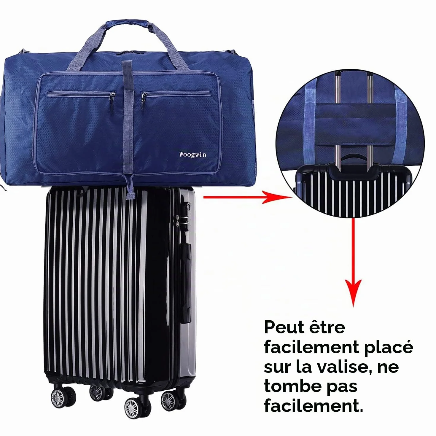 ehsbuy Sac de Voyage 60L Pliable Grand Capacité Homme Femme Compartiment Chaussures Poche étanche