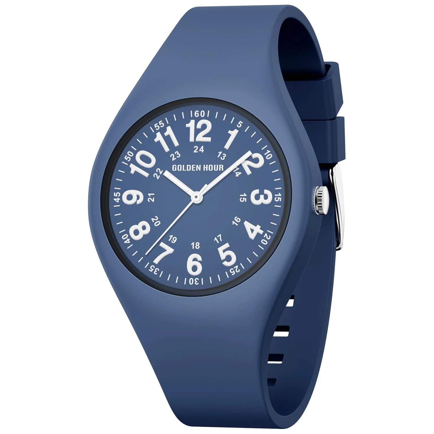 GOLDEN HOUR Montre de Sport Analogique étanche Unisexe Cadran Facile à Lire Bracelet en Silicone