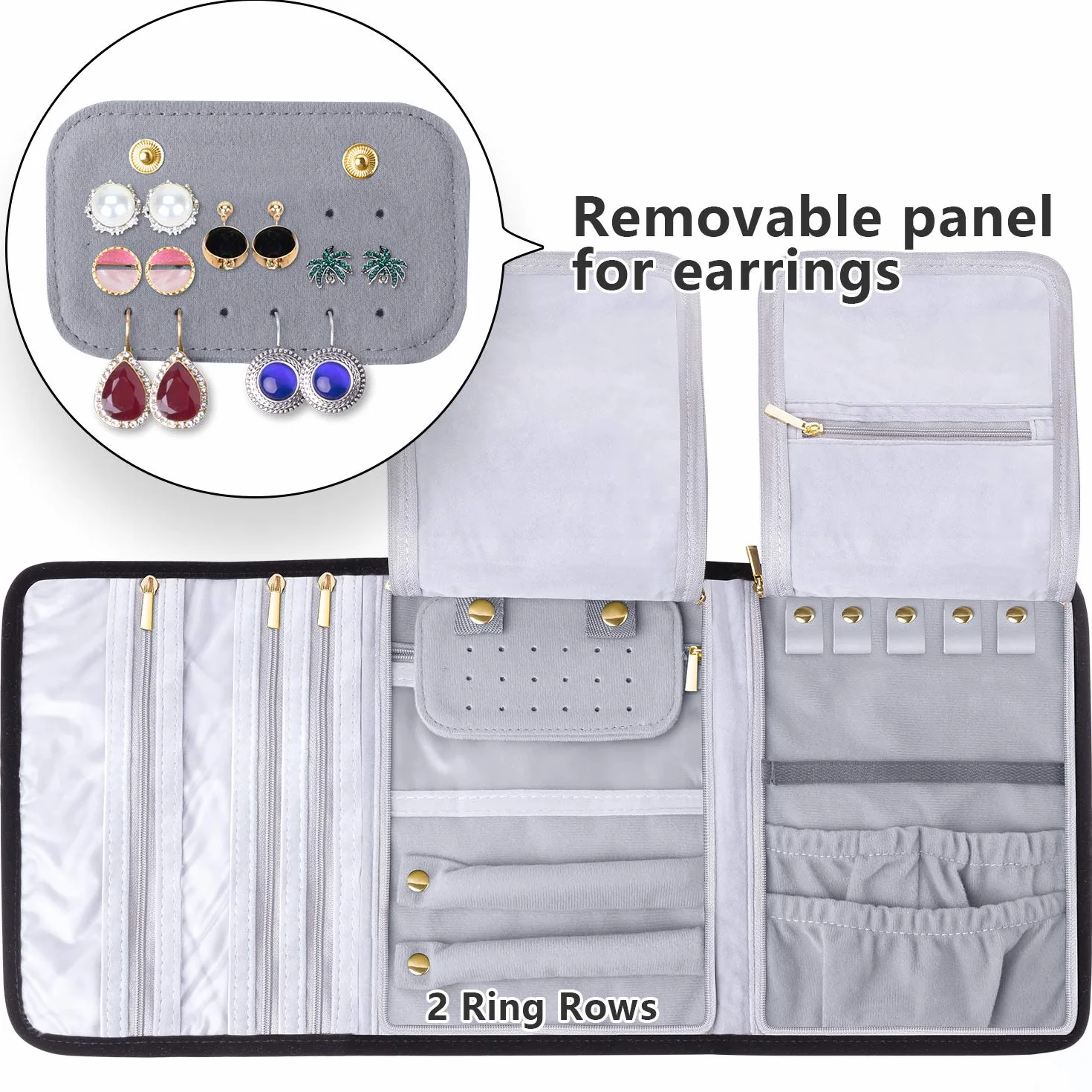 Teamoy Trousse Rouleau à Bijoux de Voyage, Organisateur Multifonctionnel pour Bijoux
