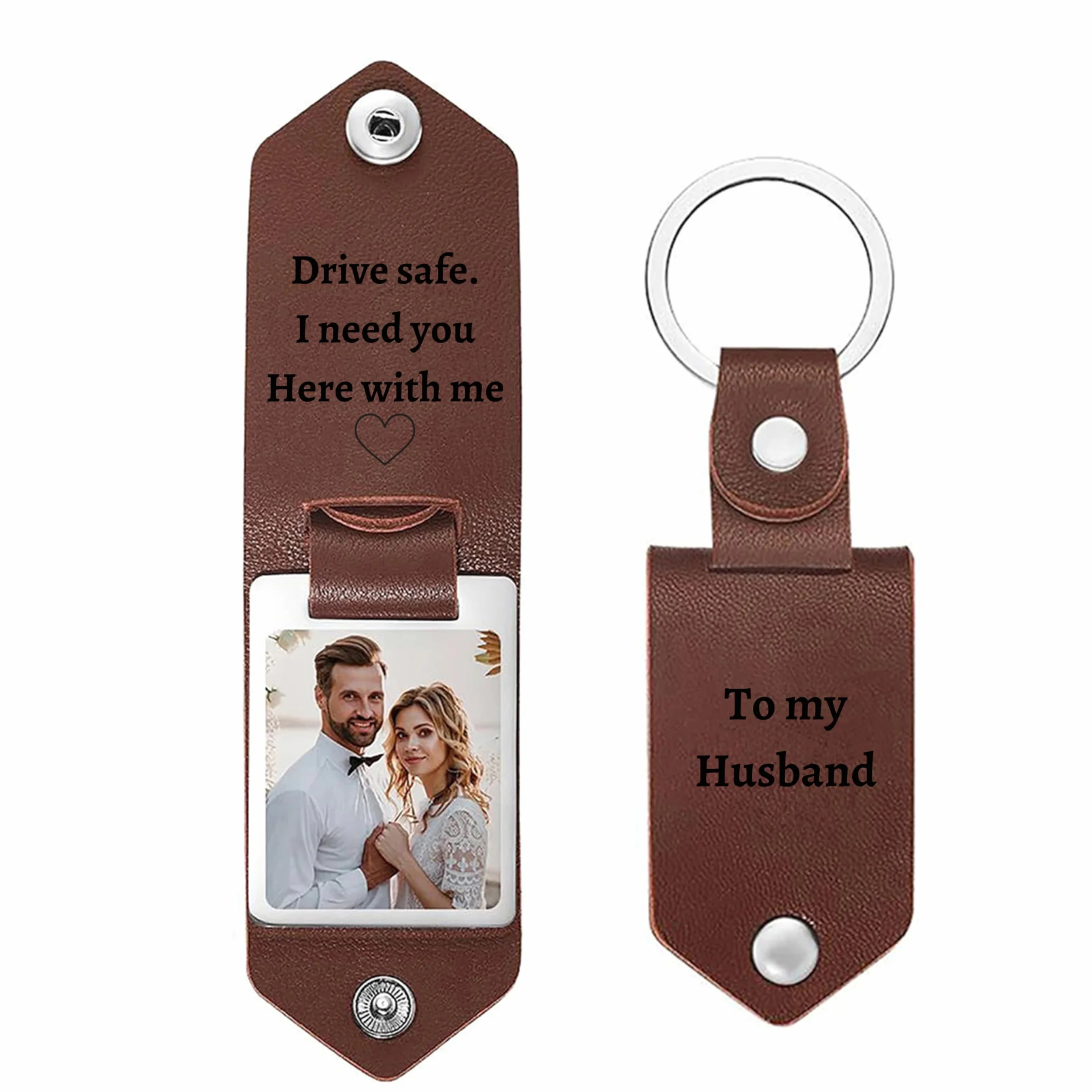 Porte-clés en cuir personnalisé avec photo pour hommes et femmes, cadeaux commémoratifs