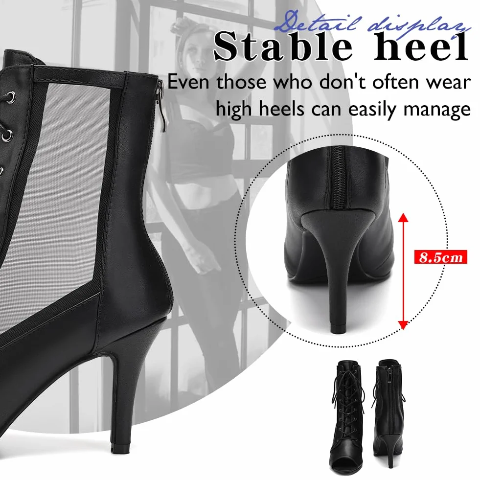 HIPPOSEUS Bottines de Danse Femme Talon Haut 8cm Chaussures de Danse Sexy Modèle 5136