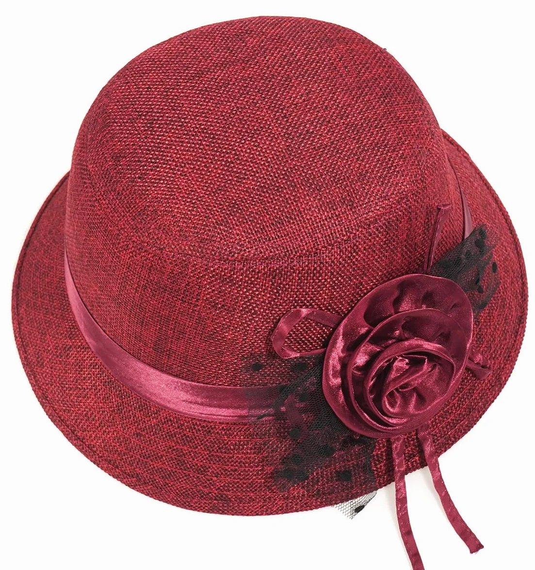 Initlove Chapeau cloche vintage pour femme - Chapeau melon floral mariage