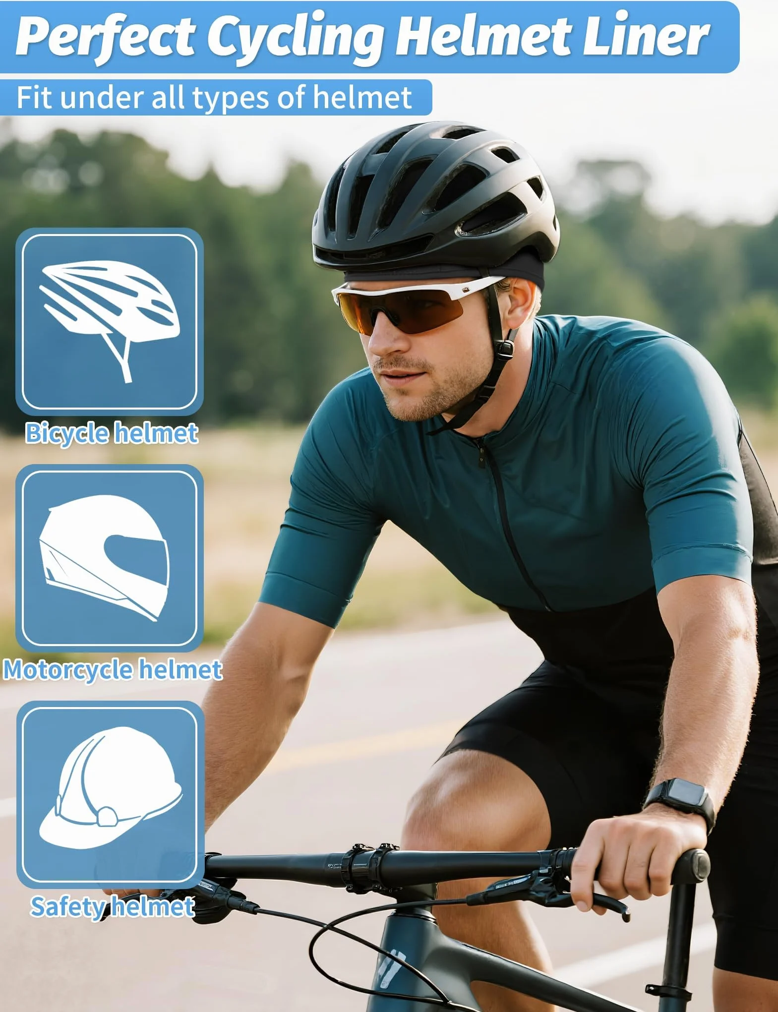 Becellen 3 Pièces Bonnet sous Casque Été Bonnets de Cyclisme Skull Cap Respirant Moto Running Léger
