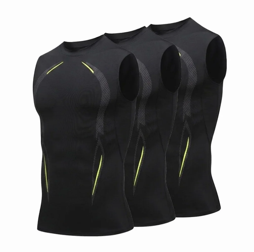 Lot de 1/3 Débardeur de Compression Sport Gainant Homme Gilet de Course Running Fitness