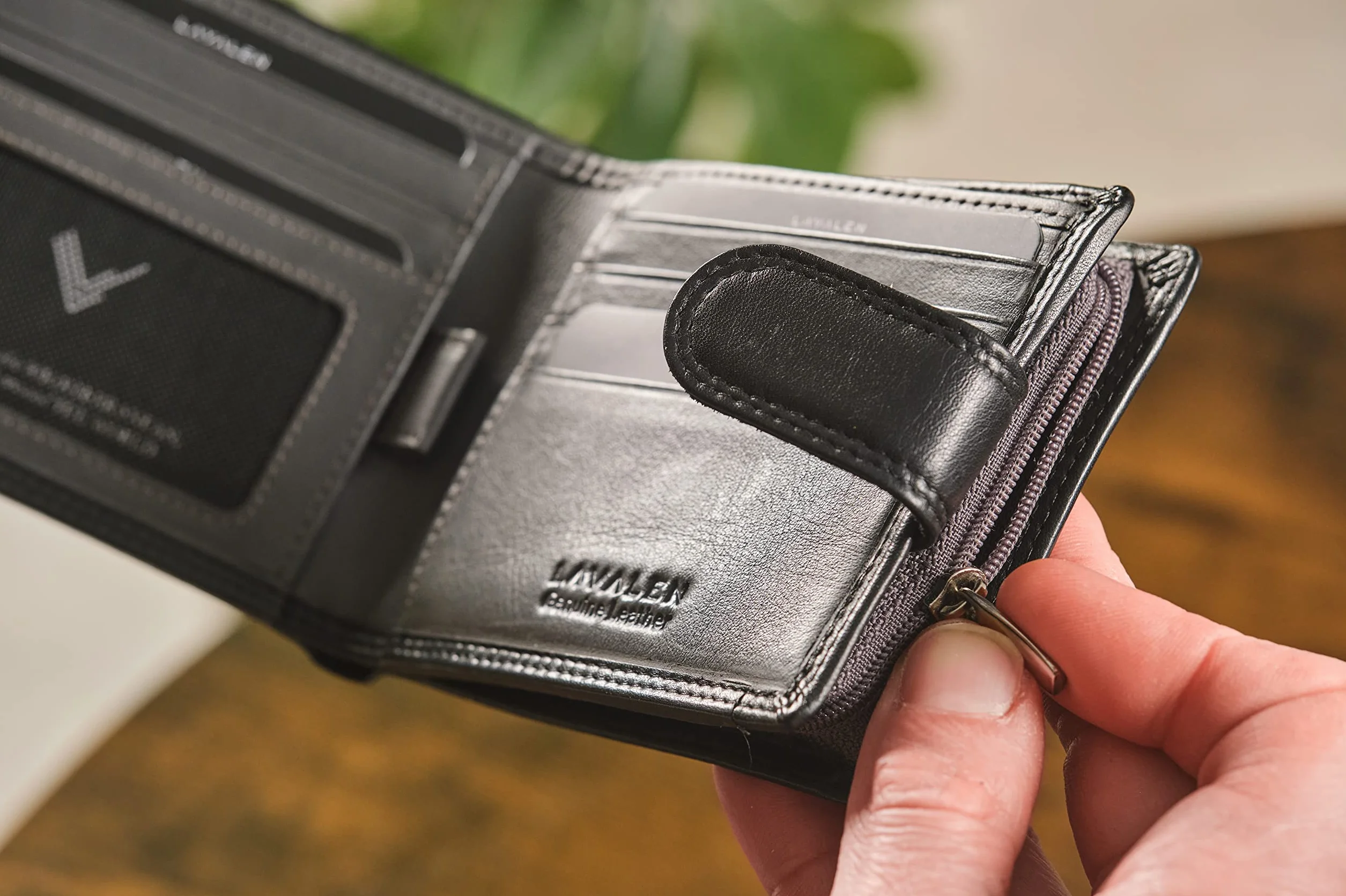 Portefeuille Homme Cuir Véritable avec Blocage RFID Grande Capacité