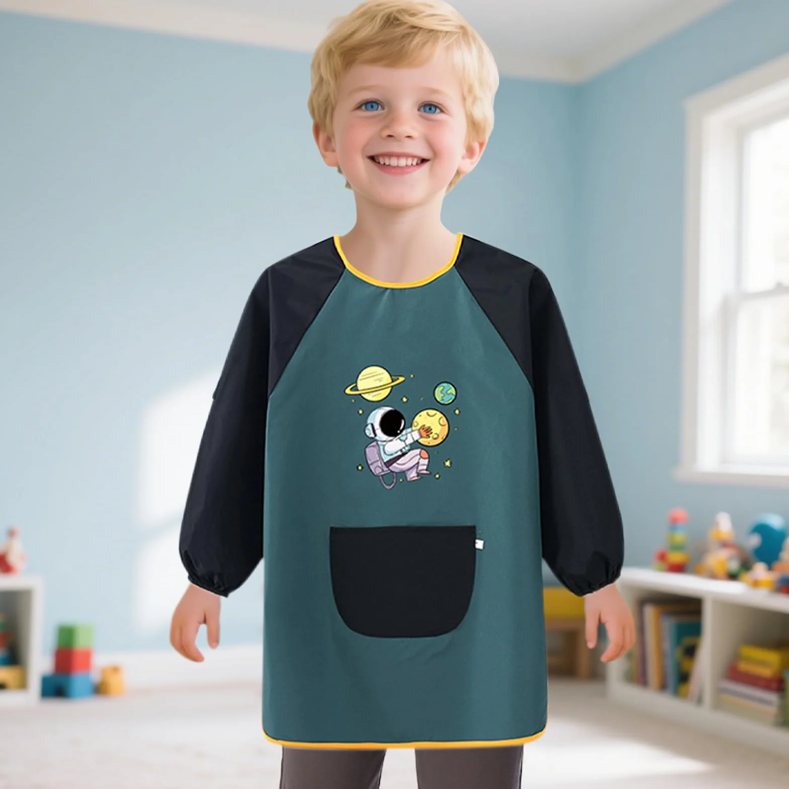 Blouse Anti-Tâches Enfant à Manches Longues pour Peinture, Jardin, Cuisine