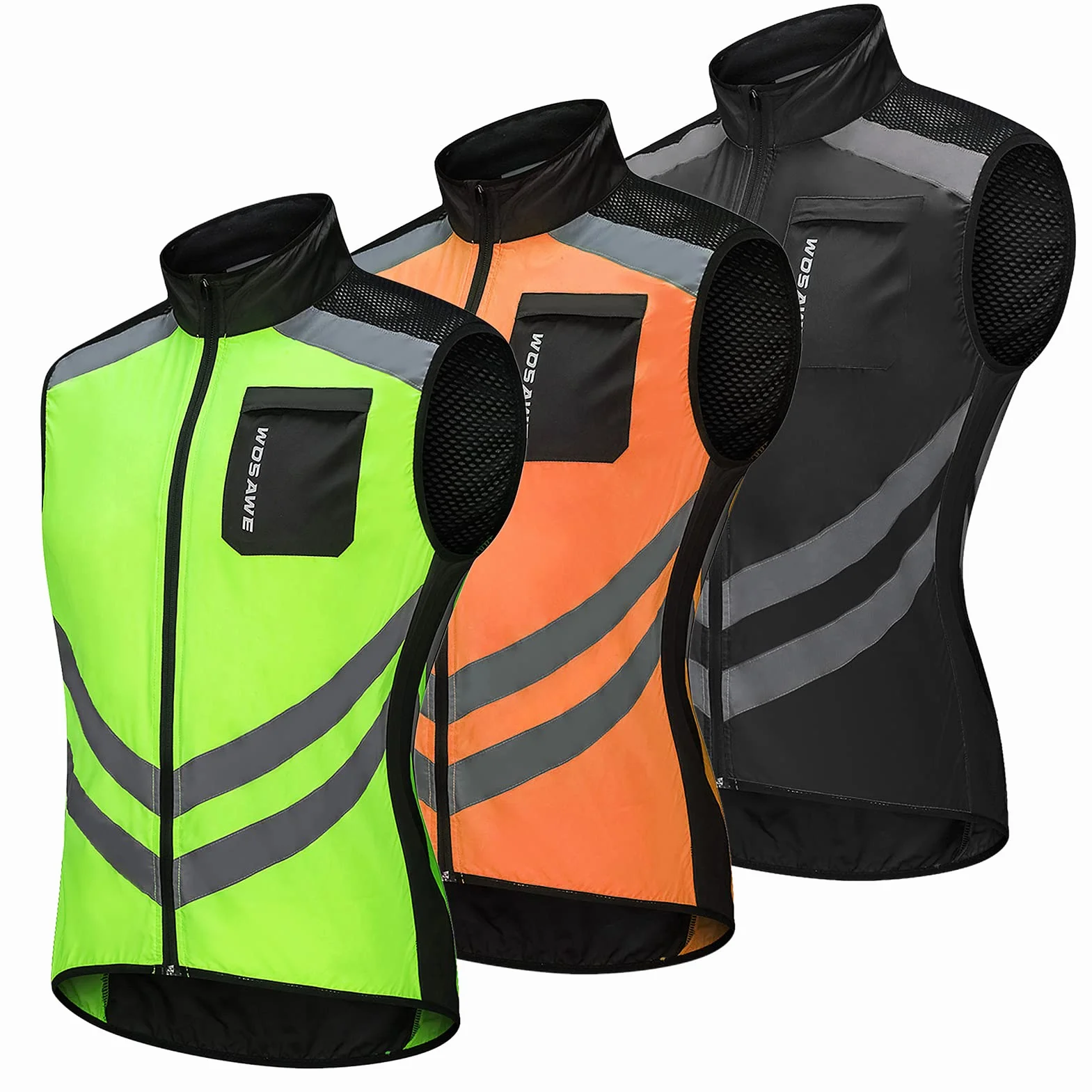 HUIOP Gilet Cyclisme Hommes Pliable Séchage Rapide Respirant Réfléchissant Sécurité Vélo Sport