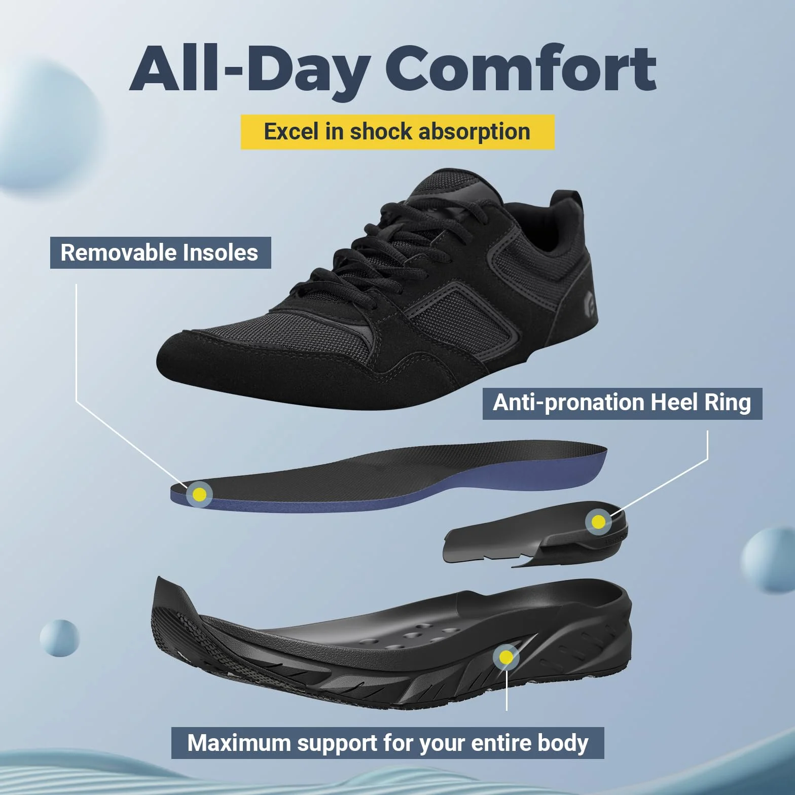 FitVille Chaussures Sport Homme Extra Large Baskets Running Confort Chaussure de March Respirant Course Jogging